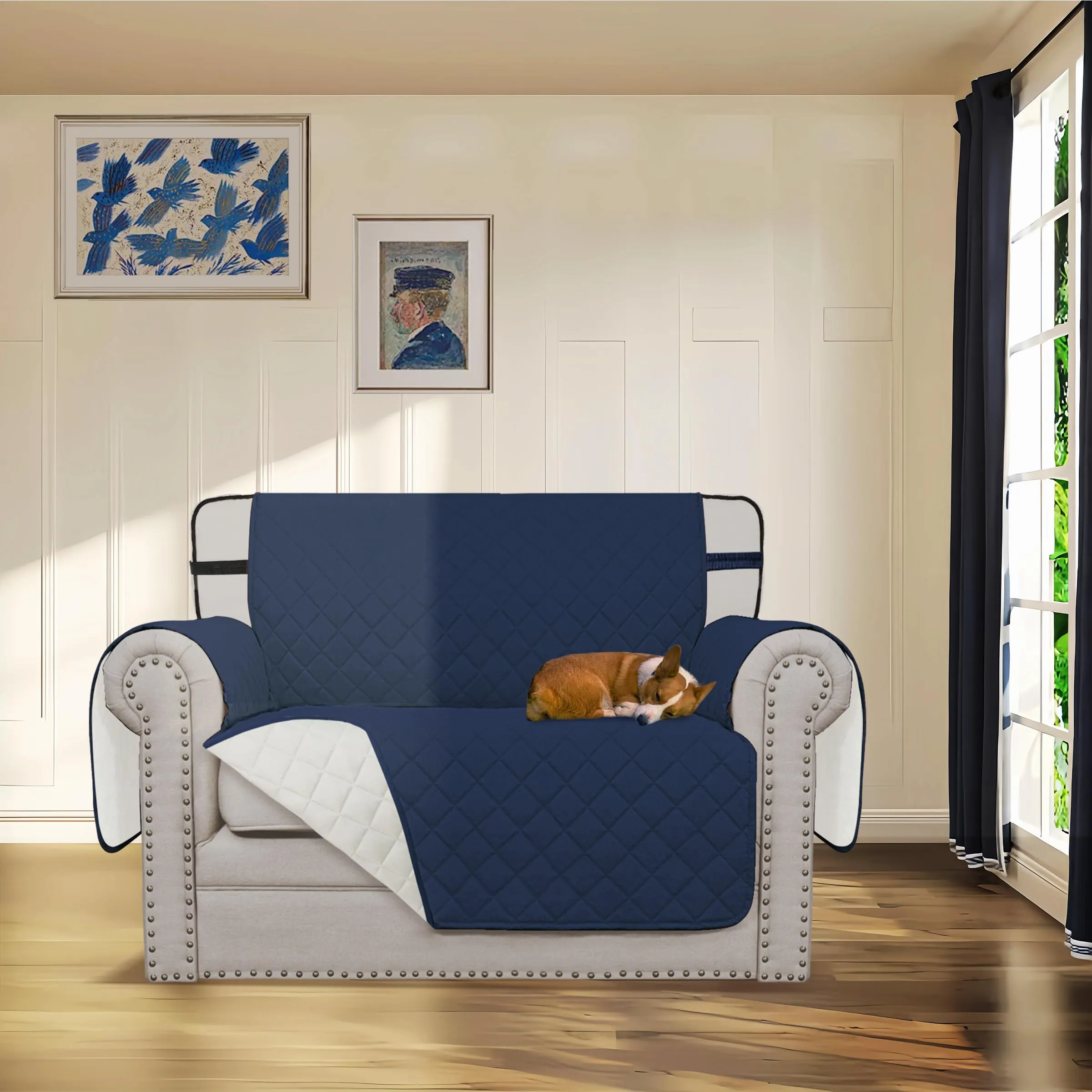 Easy-Going Coprisedia Reversibile Impermeabile per Cani, 76,2 cm, Blu Navy/Avorio - immagine 2