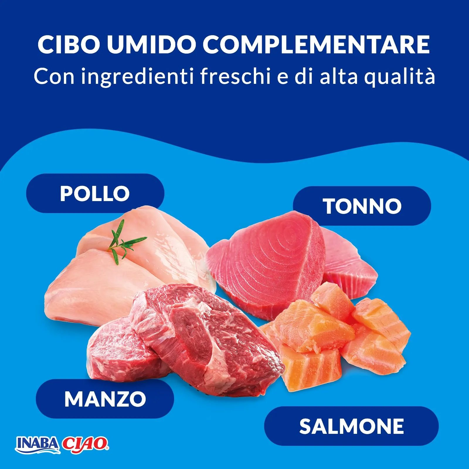 Inaba Ciao Bisque Multipack Pollo, Tonno, Manzo e Salmone, 960g - immagine 4