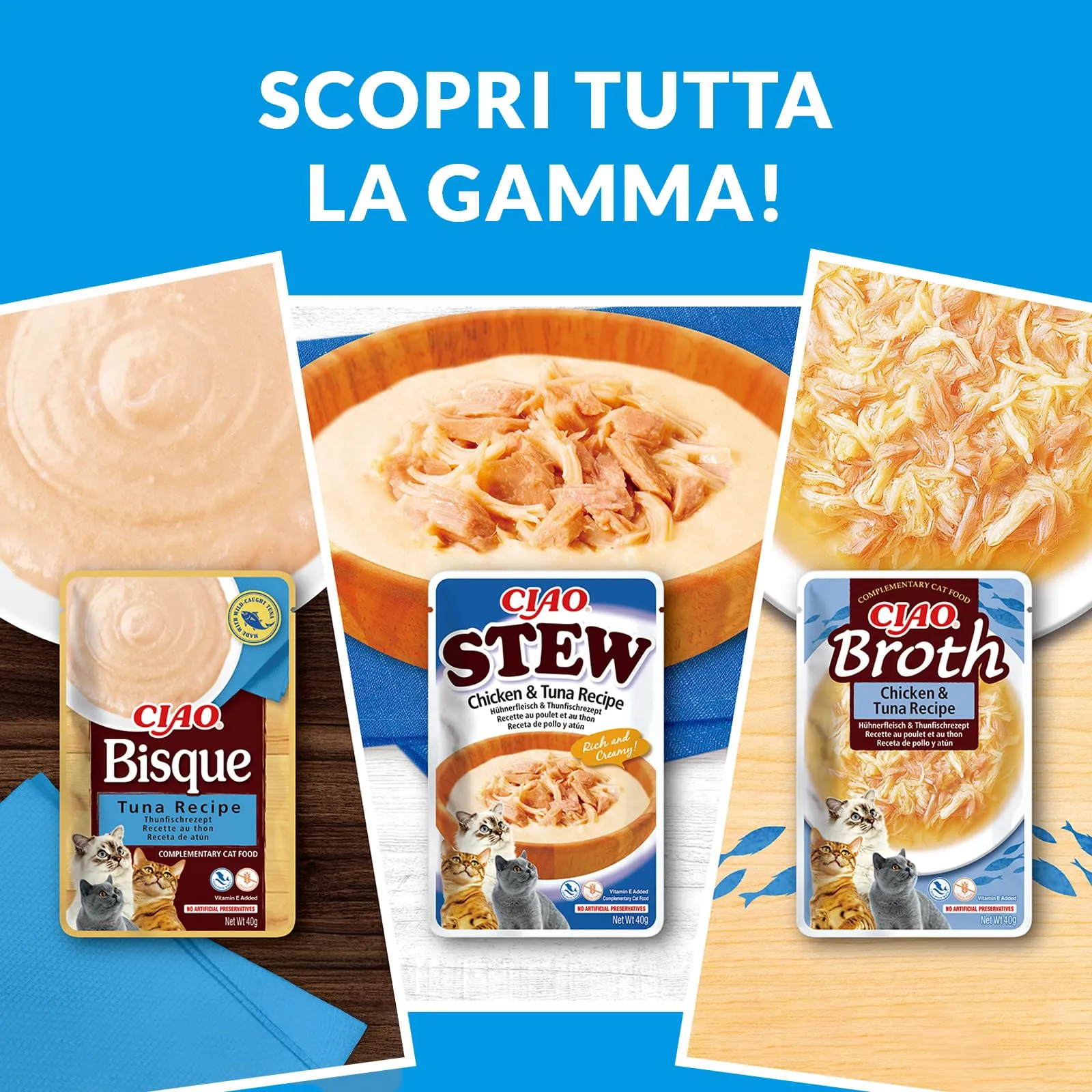Inaba Ciao Bisque Multipack Pollo, Tonno, Manzo e Salmone, 960g - immagine 6