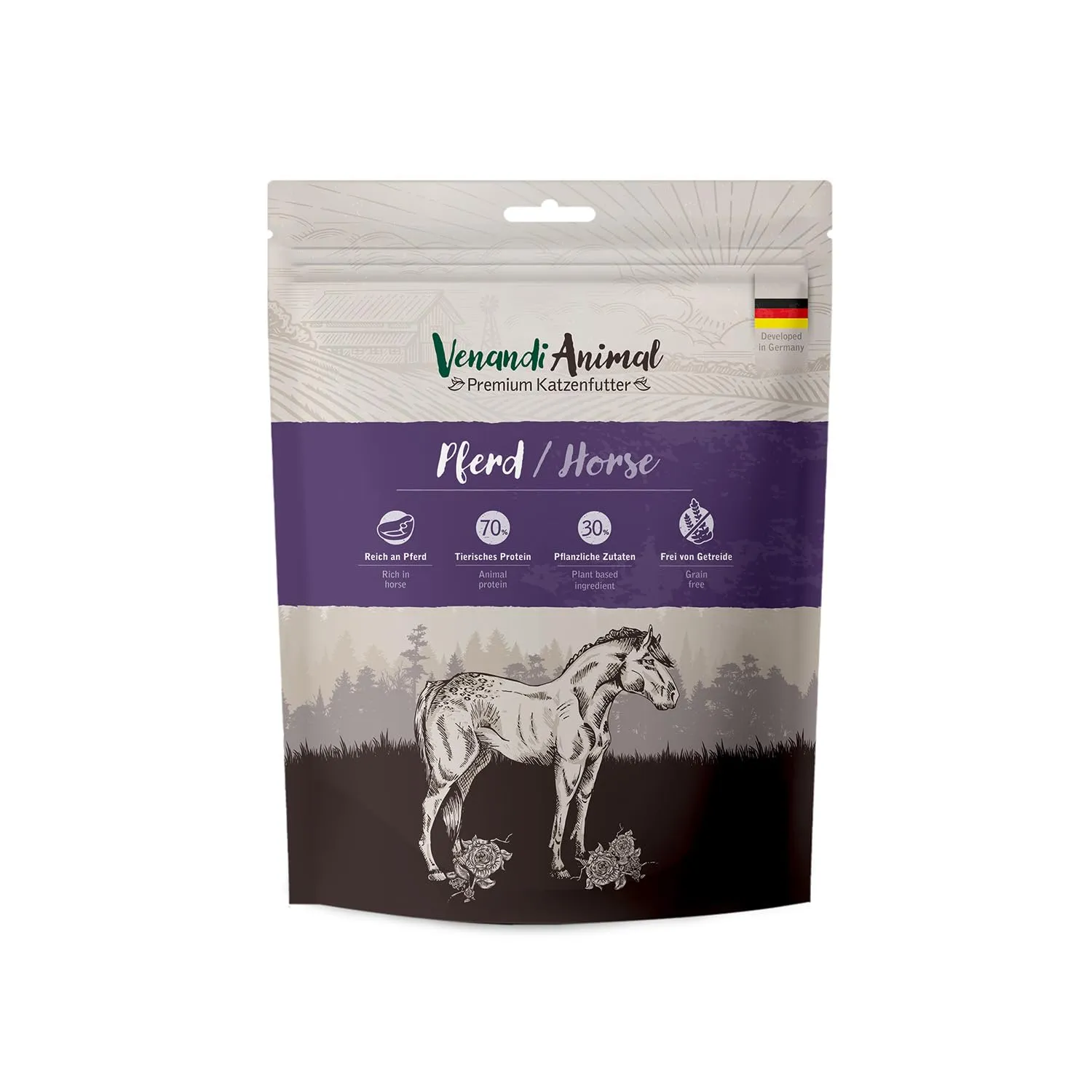 VenandiAnimal Cibo Secco per Gatti al Cavallo, Senza Cereali, 300 g - immagine 1