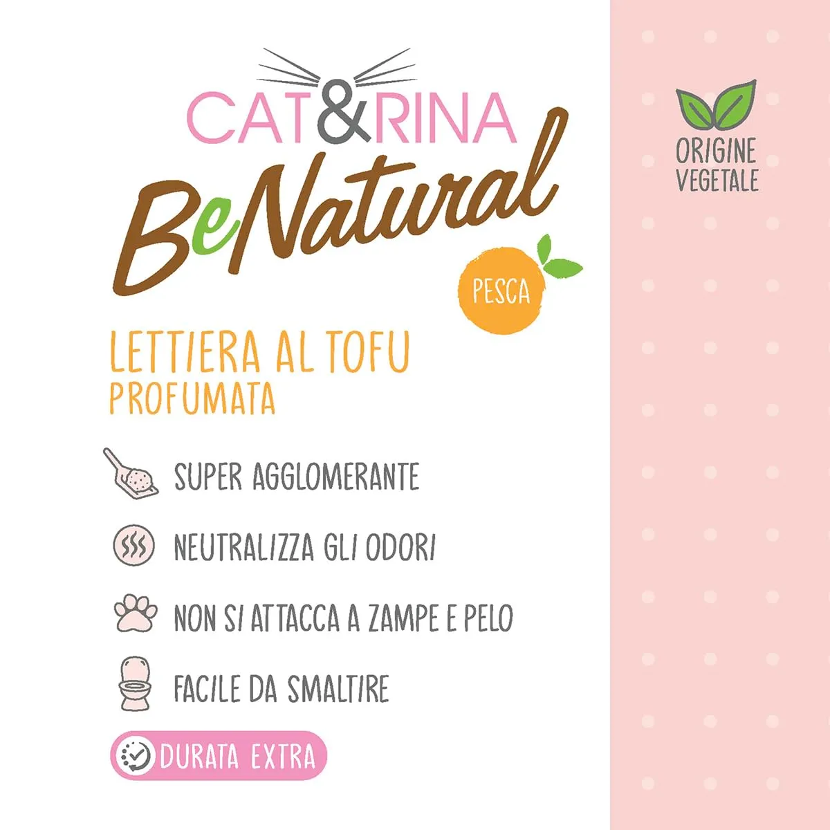 Cat&Rina BeNatural Lettiera per Gatti al Tofu Agglomerante, Pesca, 5,5 L - immagine 4