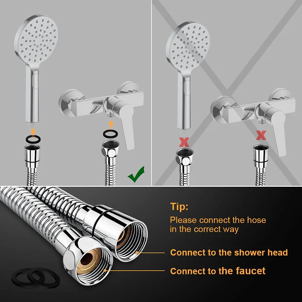 Grifema Tubo Doccia in Acciaio Inox, Flessibile Universale, 2 m, Argento - immagine 5