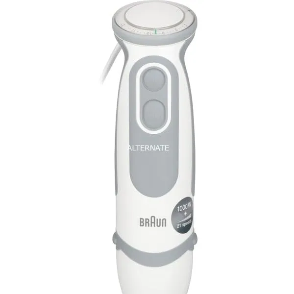 Braun MultiQuick5 Vario MQ5235WH Frullatore ad Immersione, 1000W, 21 Velocità, Tritatutto 500ml, Frusta e Bicchiere 600ml, Bianco/Grigio - immagine 4