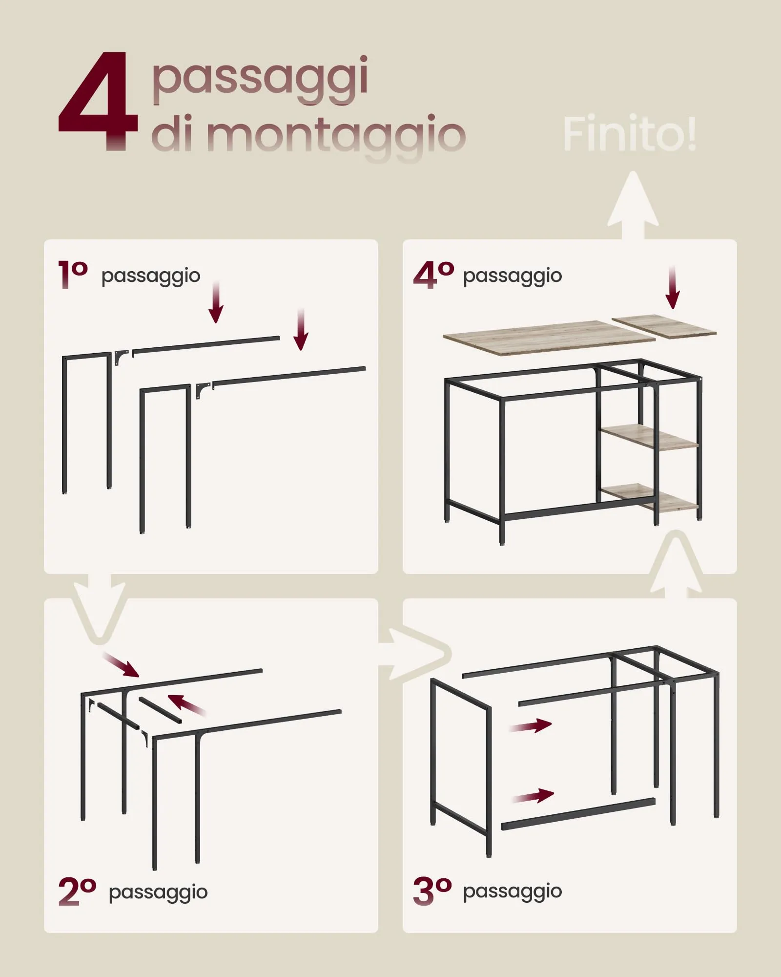 VASAGLE Scrivania per Computer, 120 x 60 x 76 cm, Greige Melange e Nero Inchiostro, LWD47MB - immagine 7