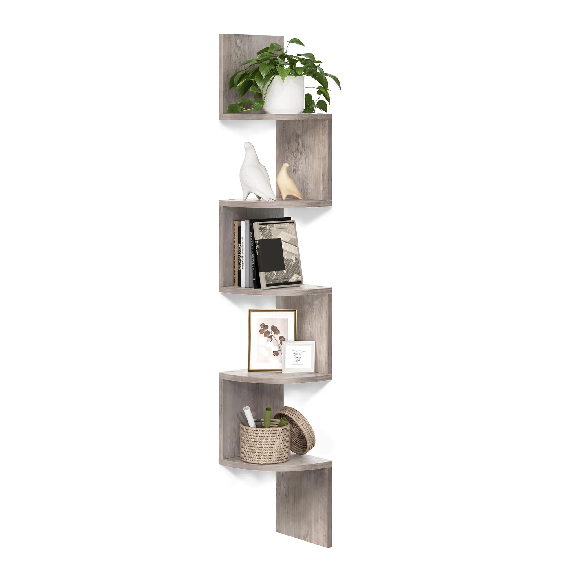 VASAGLE CUSTOS Libreria Angolare a 5 Ripiani, Greige Melange LBC072M01 - immagine 1