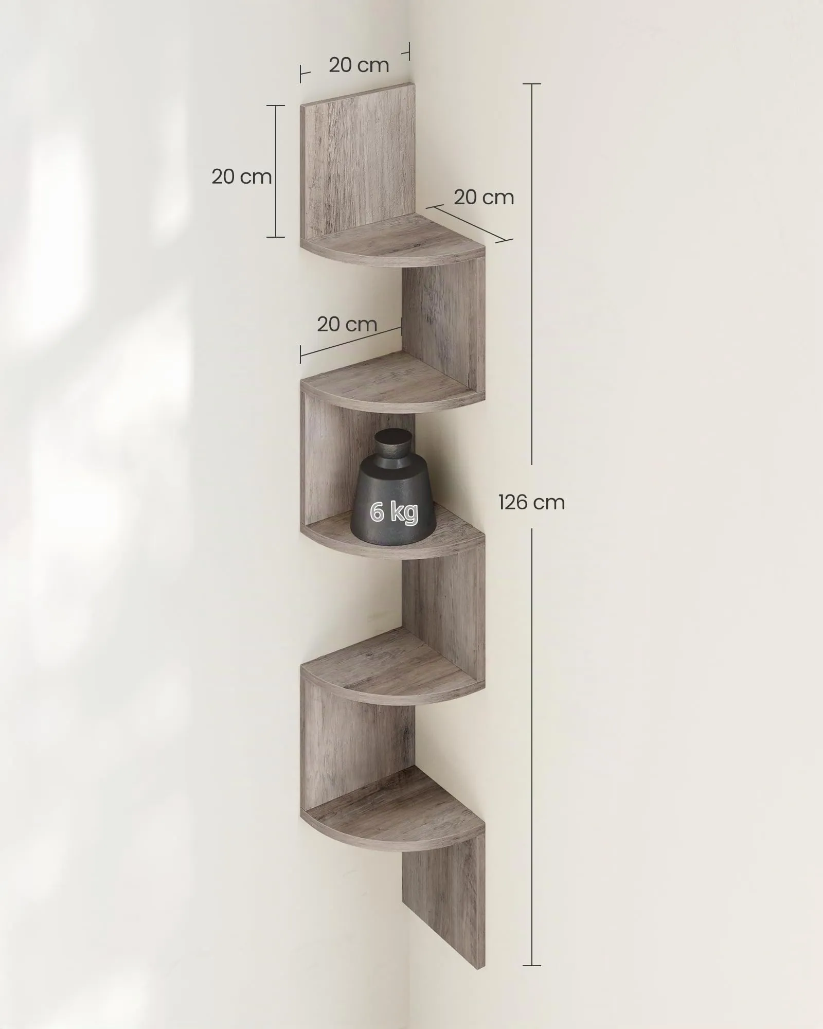 VASAGLE CUSTOS Libreria Angolare a 5 Ripiani, Greige Melange LBC072M01 - immagine 5