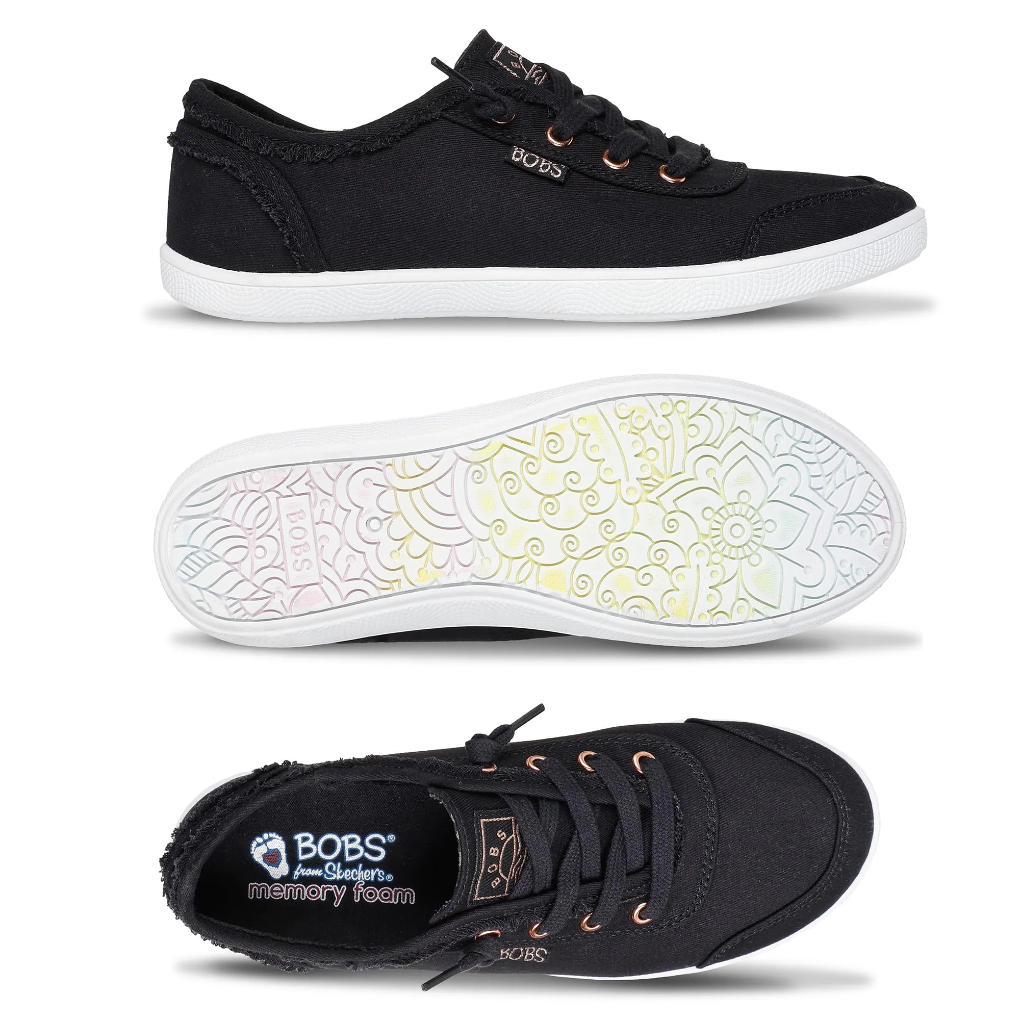 Skechers Bobs B Cute Women's Sneakers, Black Canvas, 38.5 EU - immagine 7