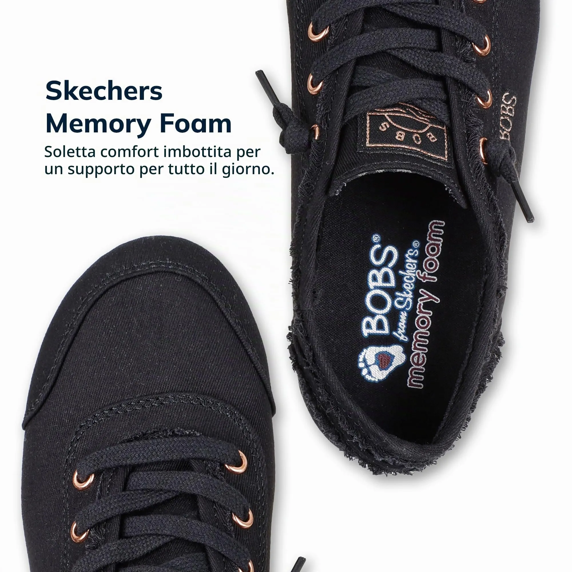 Skechers Bobs B Cute Women's Sneakers, Black Canvas, 39 EU - immagine 3