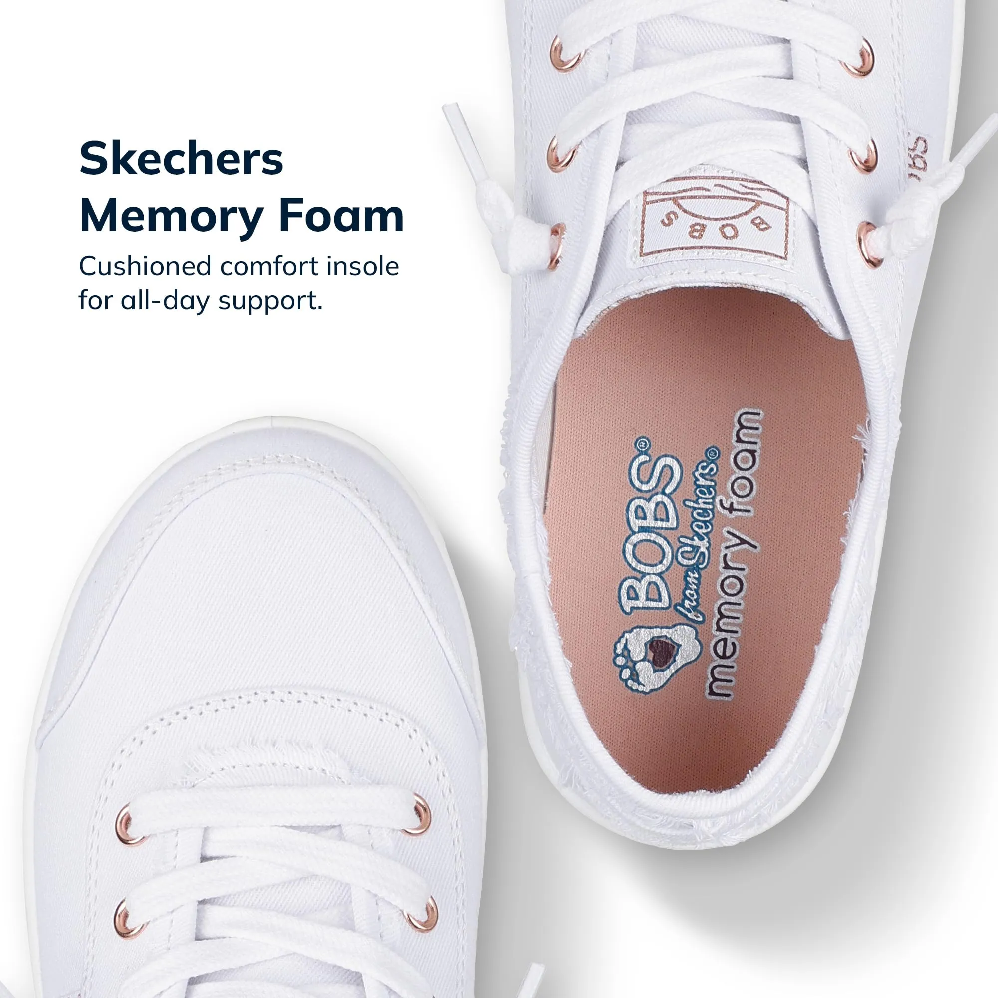Skechers Bobs B Cute Women's Sneakers, White Canvas, 39 EU - immagine 4