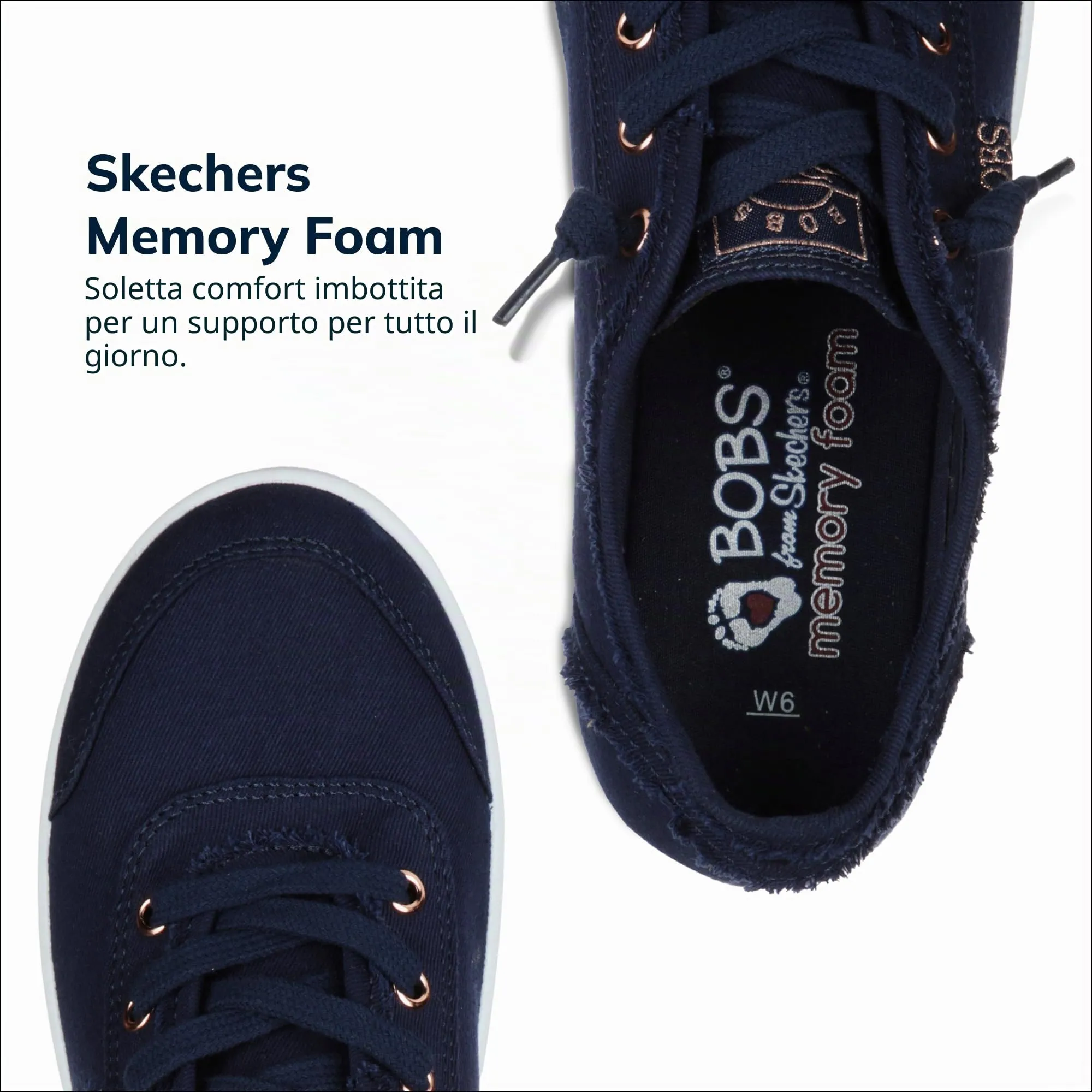 Skechers Bobs B Cute Scarpe da Ginnastica Donna - Navy Canvas - 37 EU - immagine 3