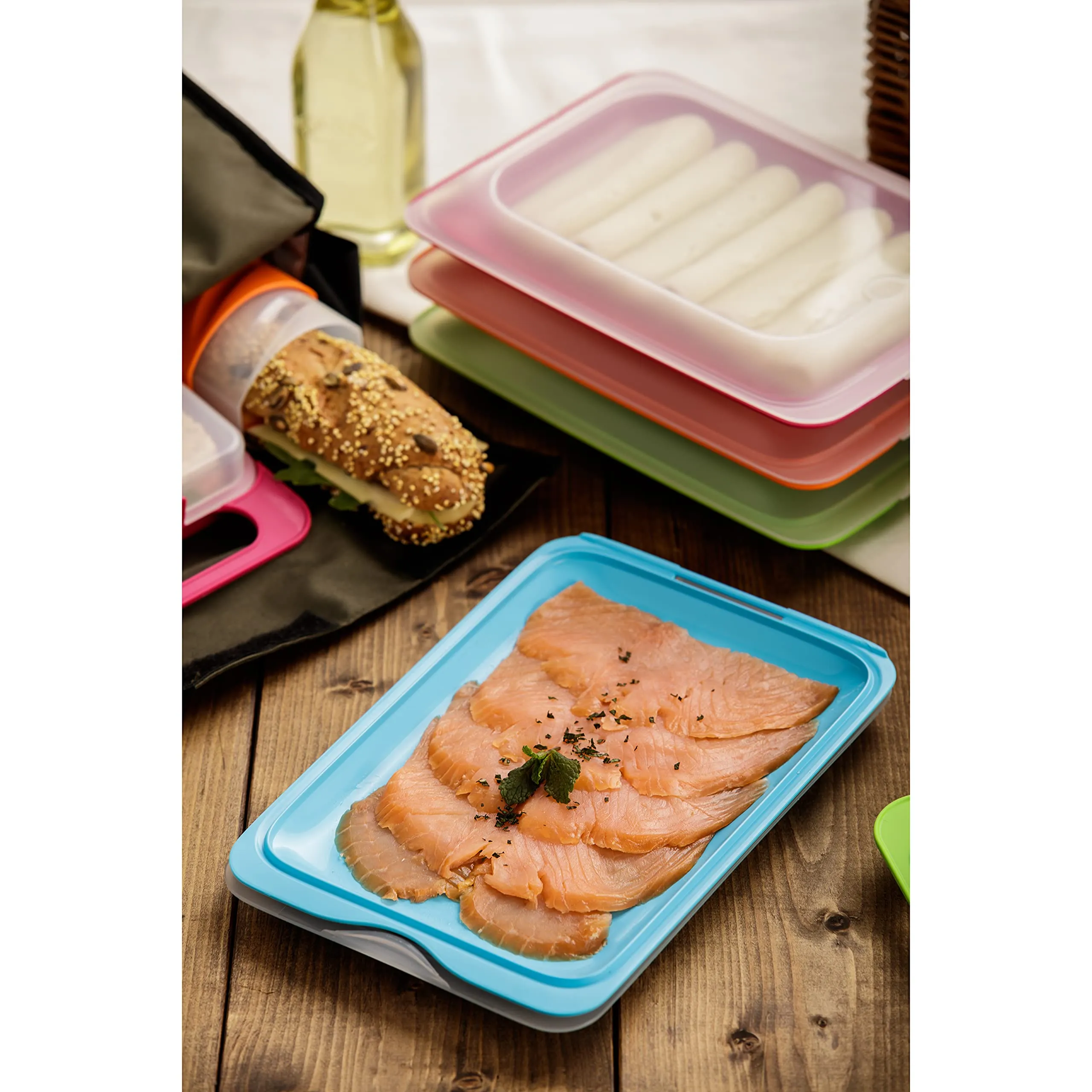 TATAY Porta Affettati per Frigorifero, Senza BPA, Design Impilabile, 25,2 x 17 x 3,2 cm - immagine 4