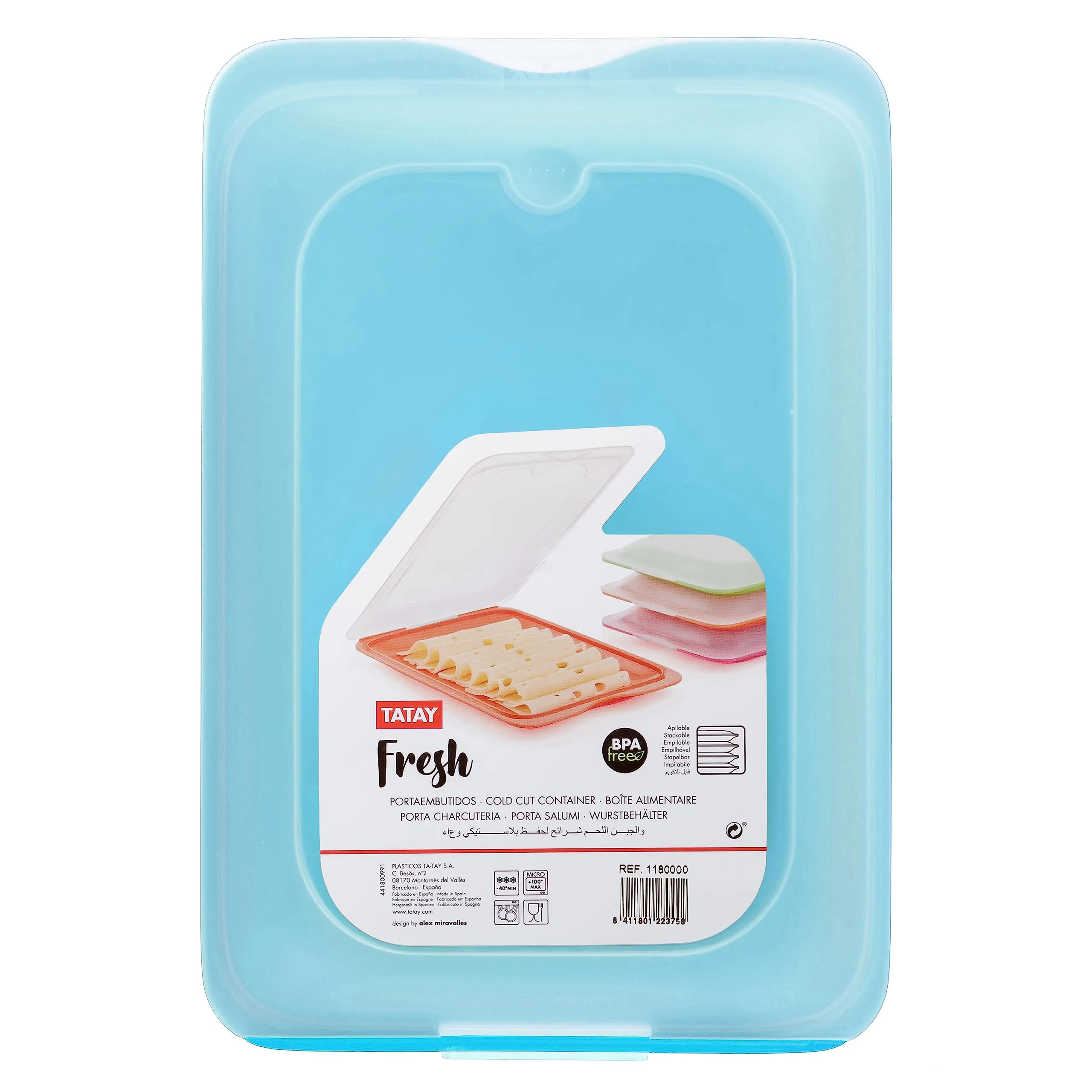 TATAY Porta Affettati per Frigorifero, Senza BPA, Design Impilabile, 25,2 x 17 x 3,2 cm - immagine 5