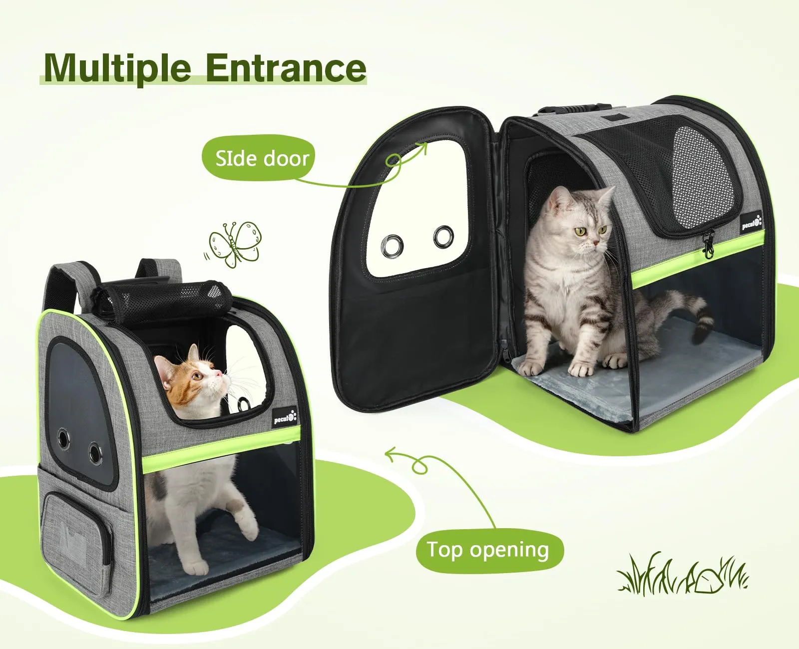 Pecute Zaino Porta Animali Estensibile per Cani di Piccola Taglia e Gatti, Trasportino Portatile PC-PCB01 - immagine 8
