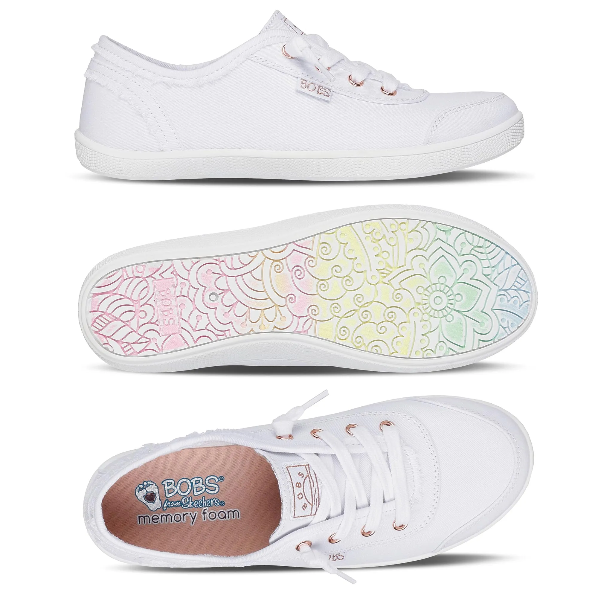 Skechers Bobs B Cute Women's Sneakers - White Canvas, 36.5 EU - immagine 8