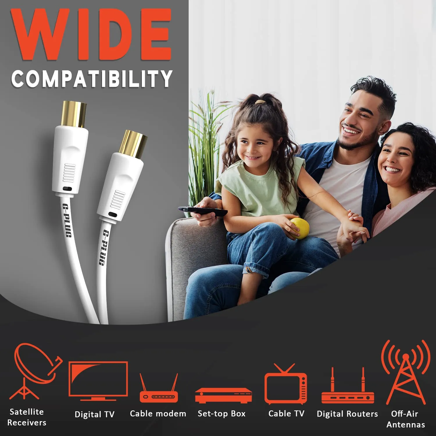 G-PLUG Cavo Antenna TV Maschio-Maschio 3m Bianco GD-KEN-W3MSTR - immagine 2