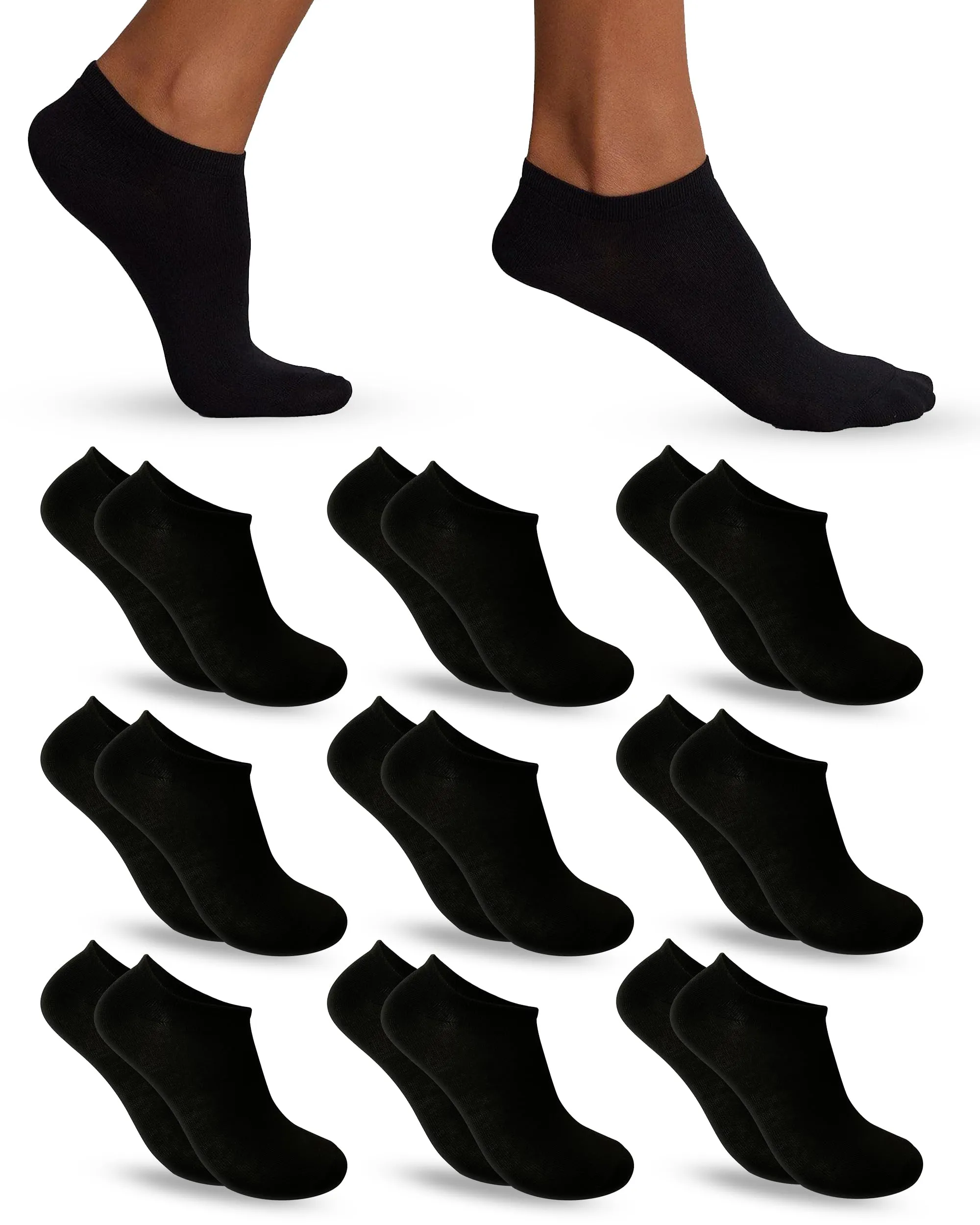 POPYS Calzini Corti Unisex in Cotone, 9 Paia, Nero, Taglia 35-40 - immagine 1