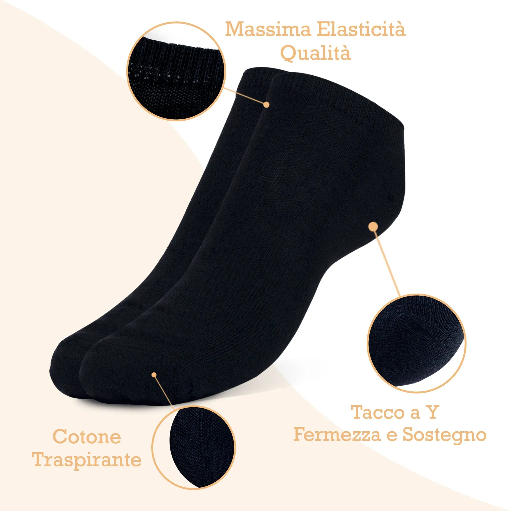 POPYS Calzini Corti Unisex in Cotone, 9 Paia, Nero, Taglia 35-40 - immagine 5