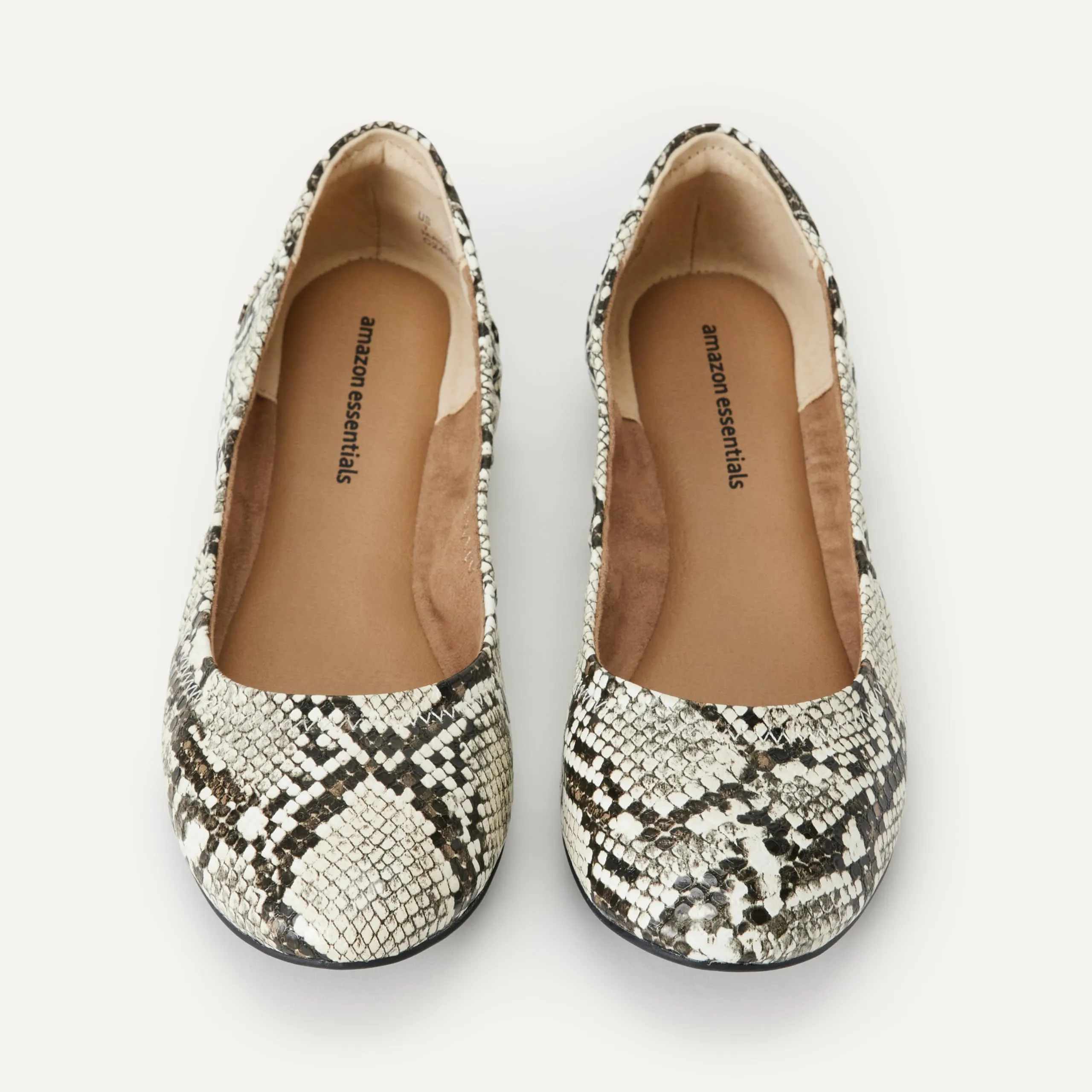 Amazon Essentials Ballerine Slip-on Donna, Nero Bianco Ecopelle Di Serpente, 41 EU Larga - immagine 4