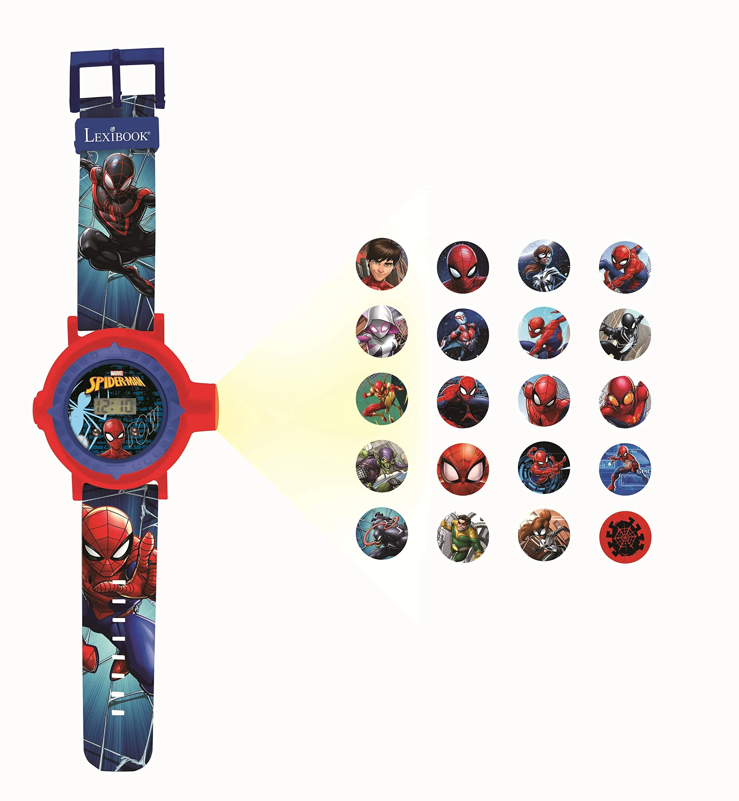Lexibook Spider-Man Orologio con Proiettore Digitale, 20 Immagini, Rosso e Blu, DMW050SP - immagine 4