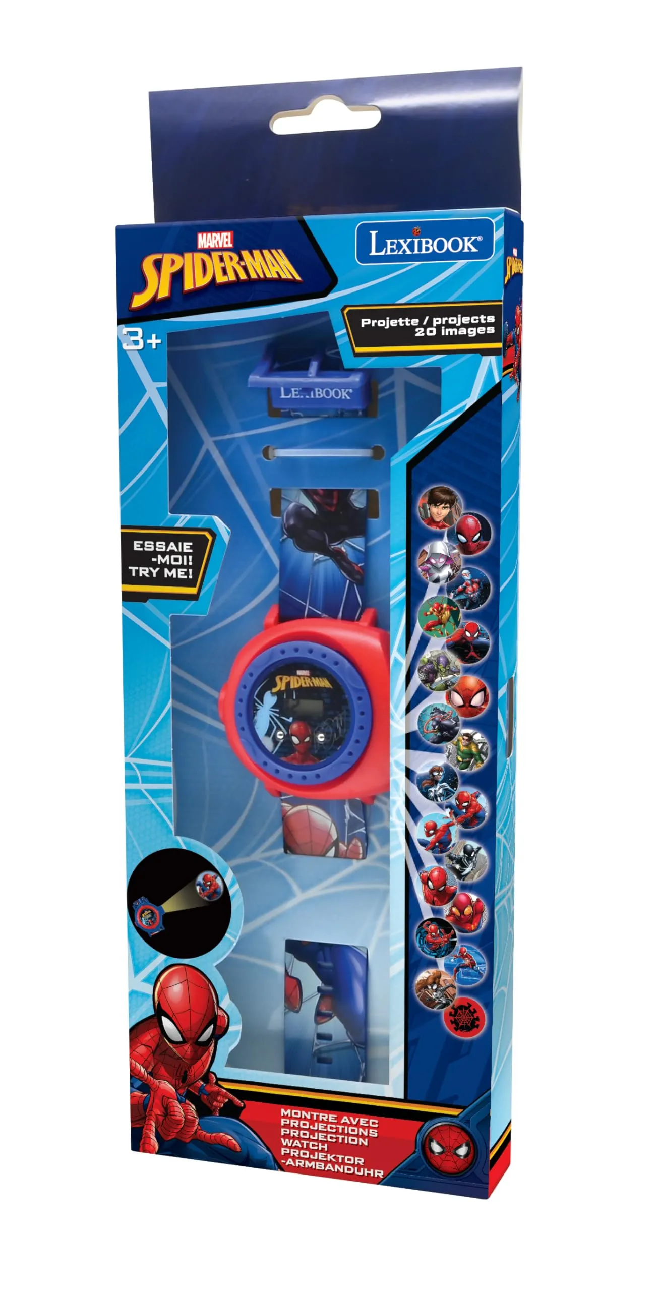 Lexibook Spider-Man Orologio con Proiettore Digitale, 20 Immagini, Rosso e Blu, DMW050SP - immagine 6