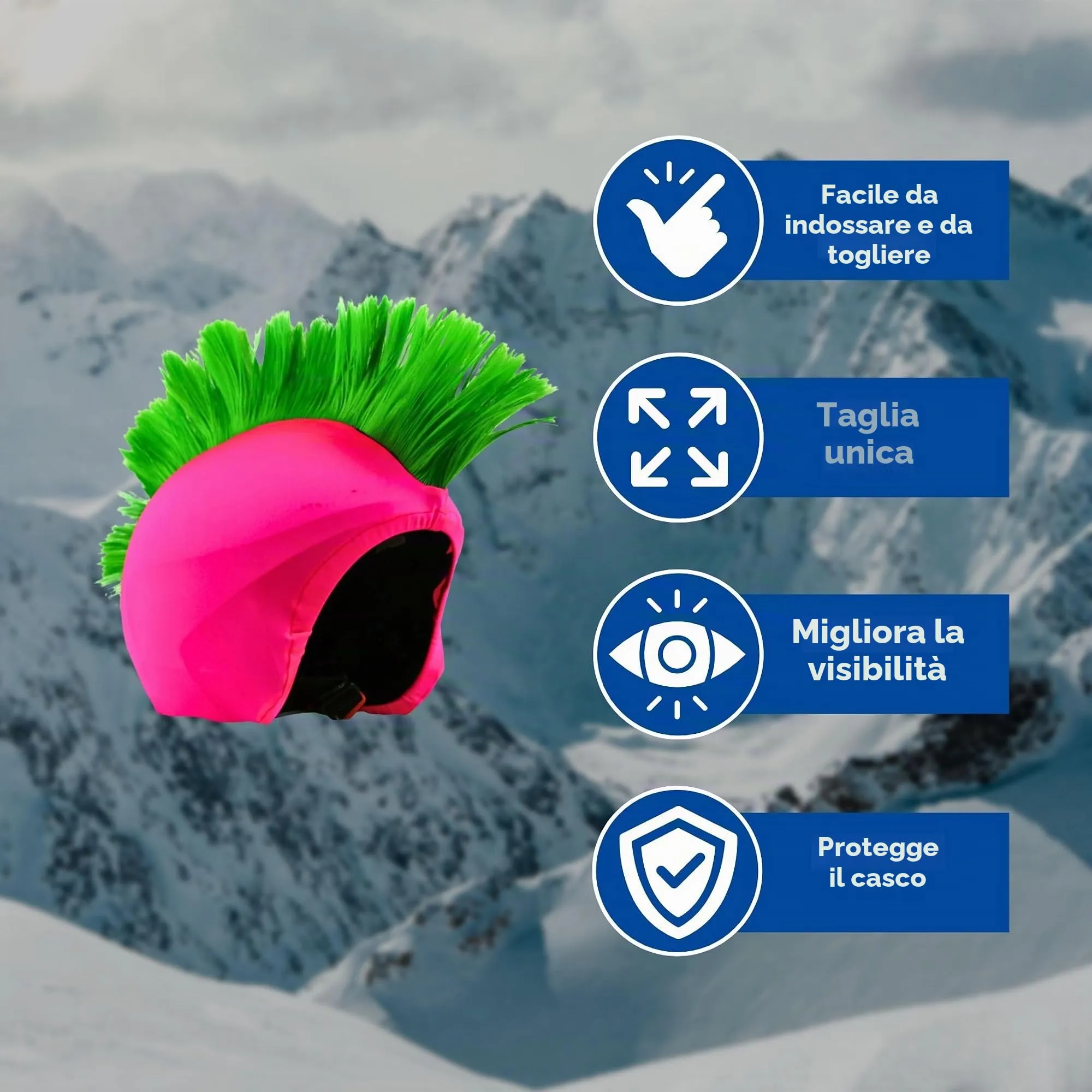 Coolcasc Pink Punk - Copertura universale per casco da sci - Taglia unica - immagine 4