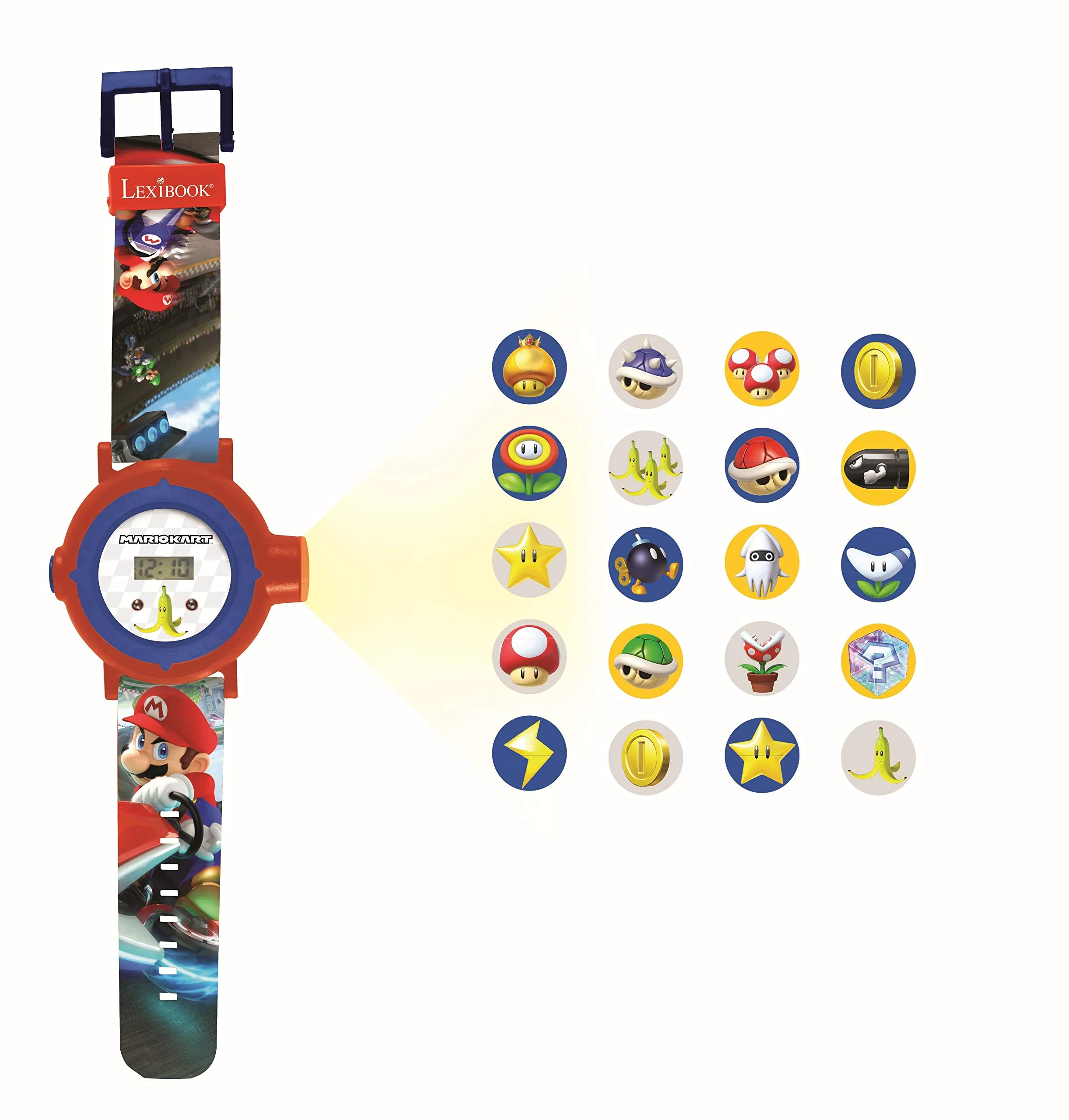 Lexibook Nintendo Mario Kart Orologio Proiettore Digitale - Rosso e Blu - DMW050NI - immagine 1