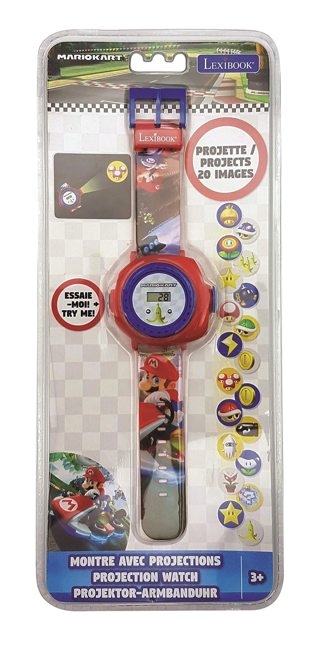 Lexibook Nintendo Mario Kart Orologio Proiettore Digitale - Rosso e Blu - DMW050NI - immagine 3