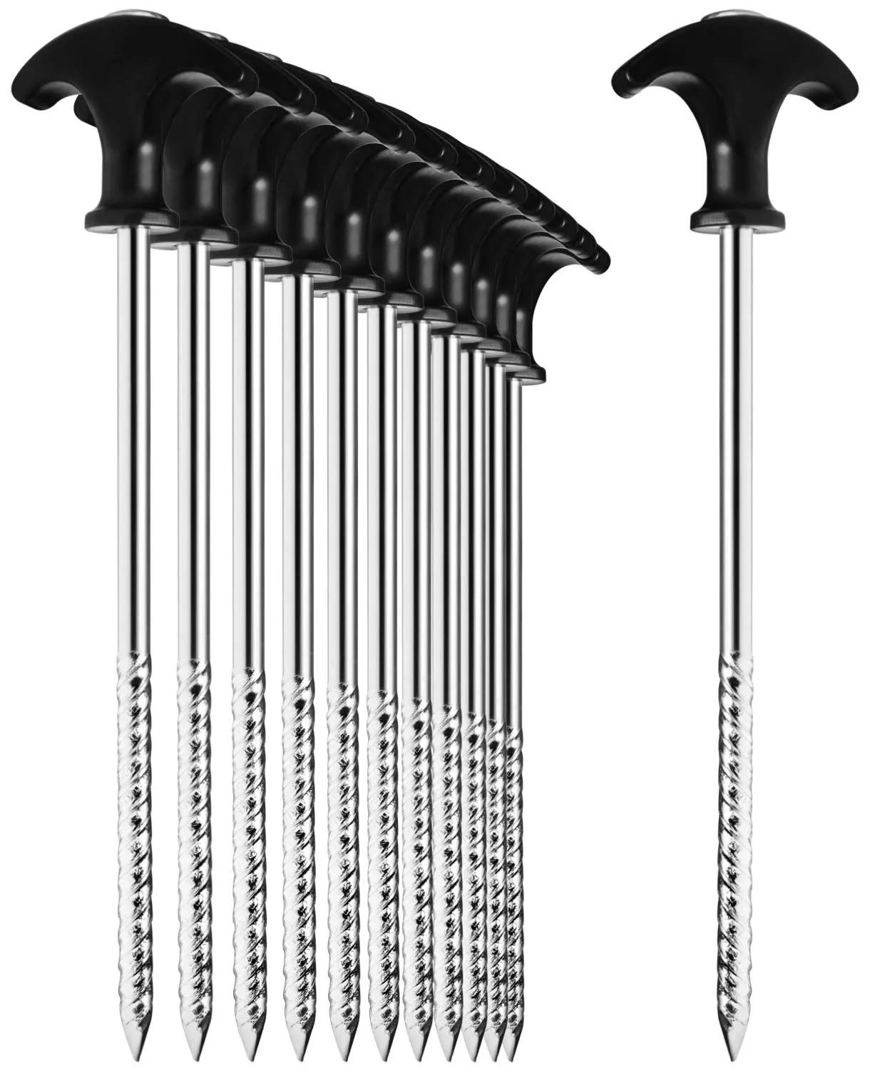 com-four Picchetti in acciaio filettati, 12 pezzi, 210x7mm - immagine 3