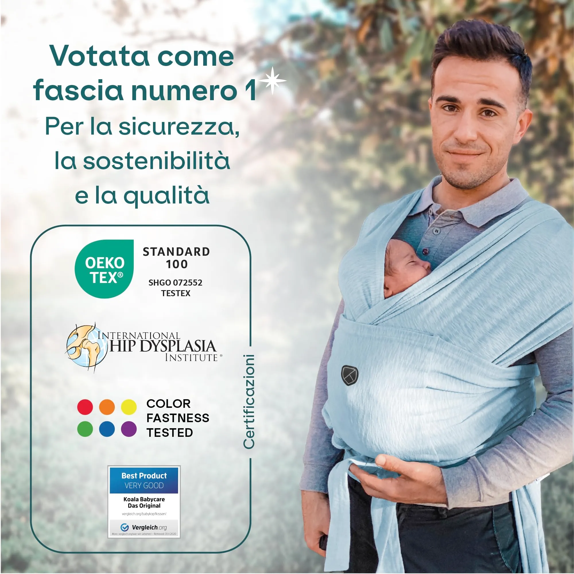 Koala Babycare Fascia Porta Bebe Neonato Regolabile fino a 9kg, Antracite - immagine 2