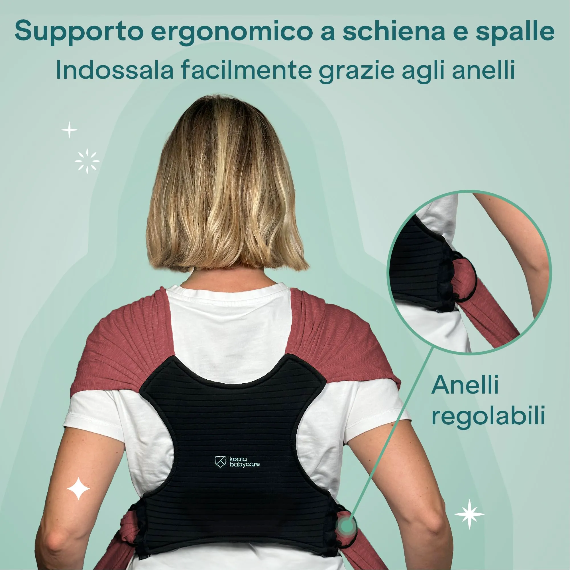Koala Babycare Fascia Porta Bebe Neonato Regolabile Unisex, fino a 9kg, Antracite - immagine 5