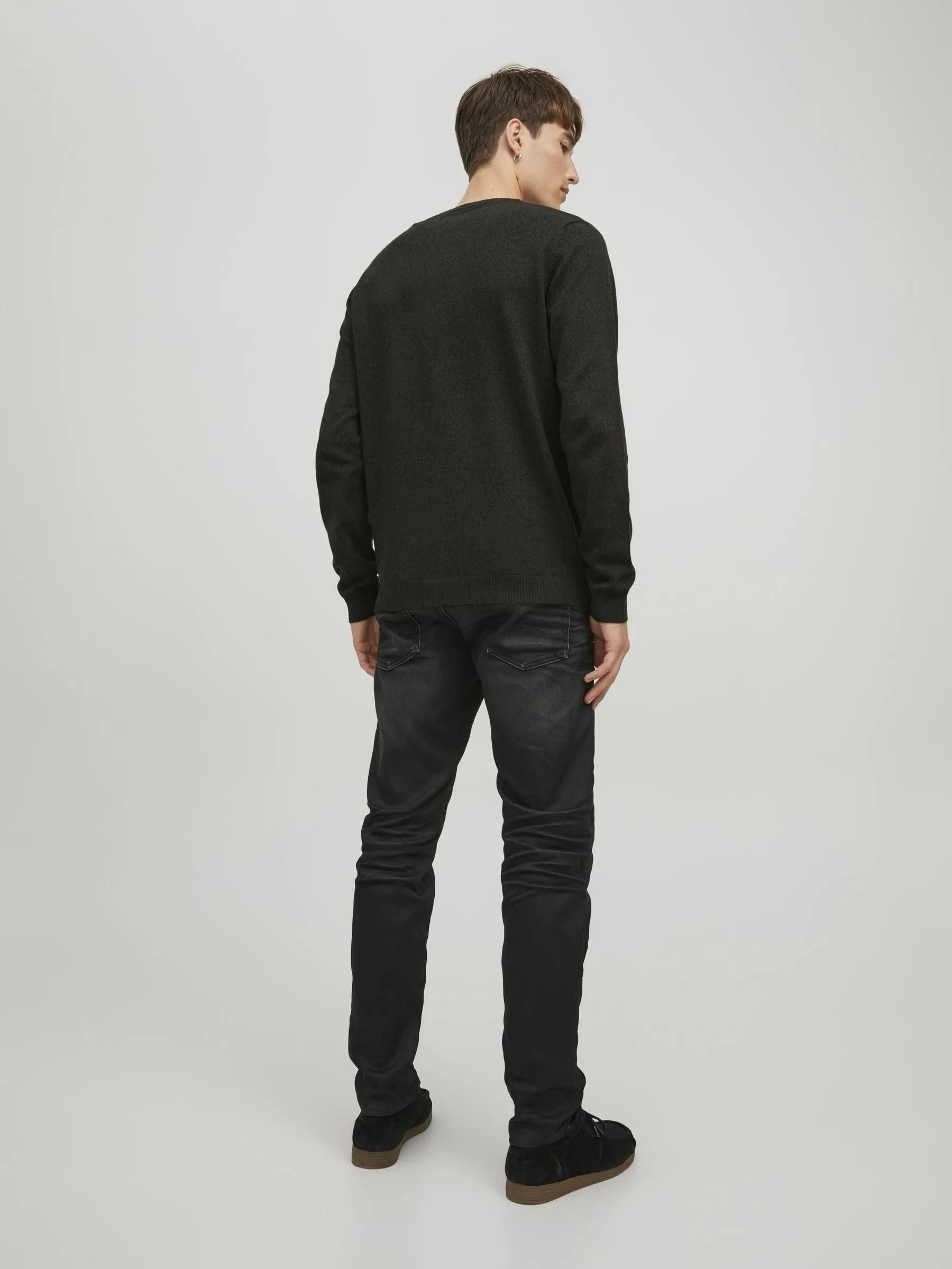 Jack & Jones Jjebasic Knit Crew Neck Noos Sweatshirt - Forest Night/Black, XXL - immagine 3