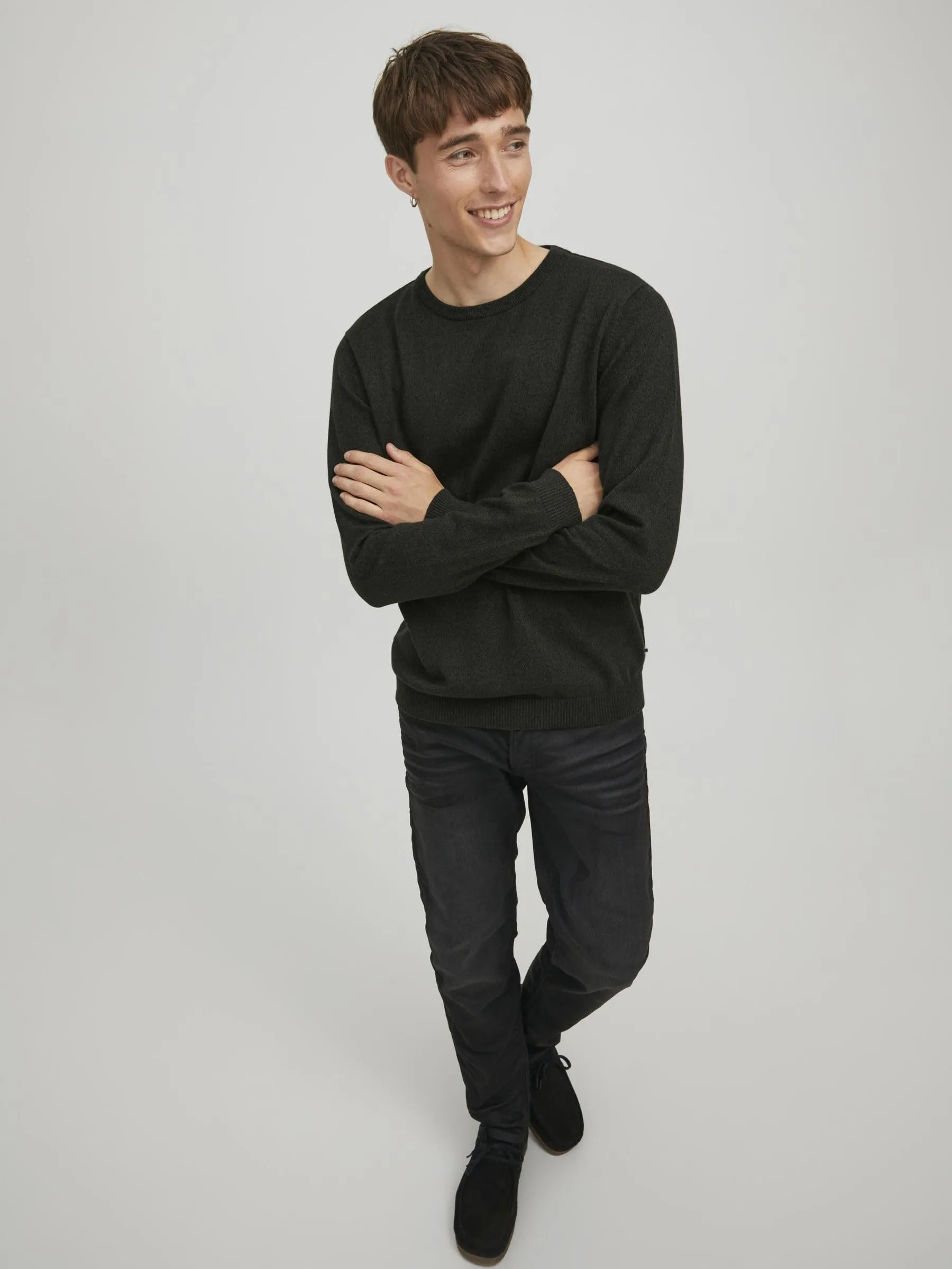 Jack & Jones Jjebasic Knit Crew Neck Noos Sweatshirt - Forest Night/Black, XXL - immagine 7