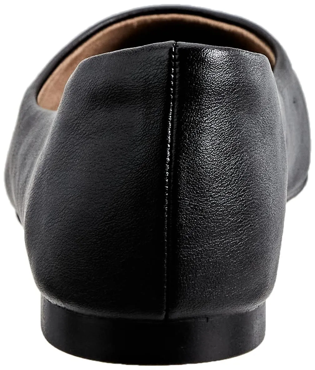 Amazon Essentials Ballerine da donna a punta in ecopelle, Nero, 44 EU Larga - immagine 3
