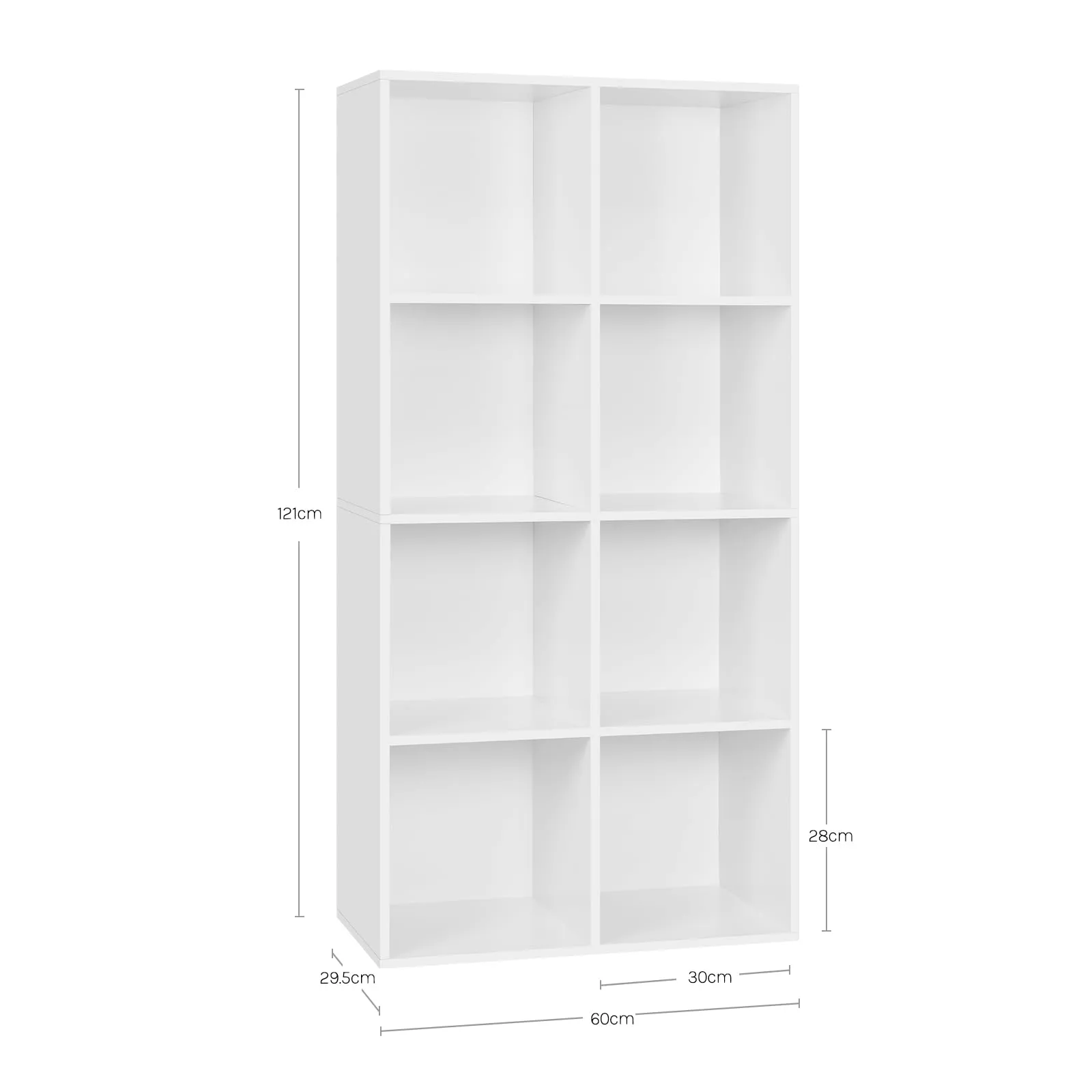 WOLTU Libreria Scaffale con 8 Scomparti a Cubi, Bianco, 60x29,5x121 cm - immagine 3