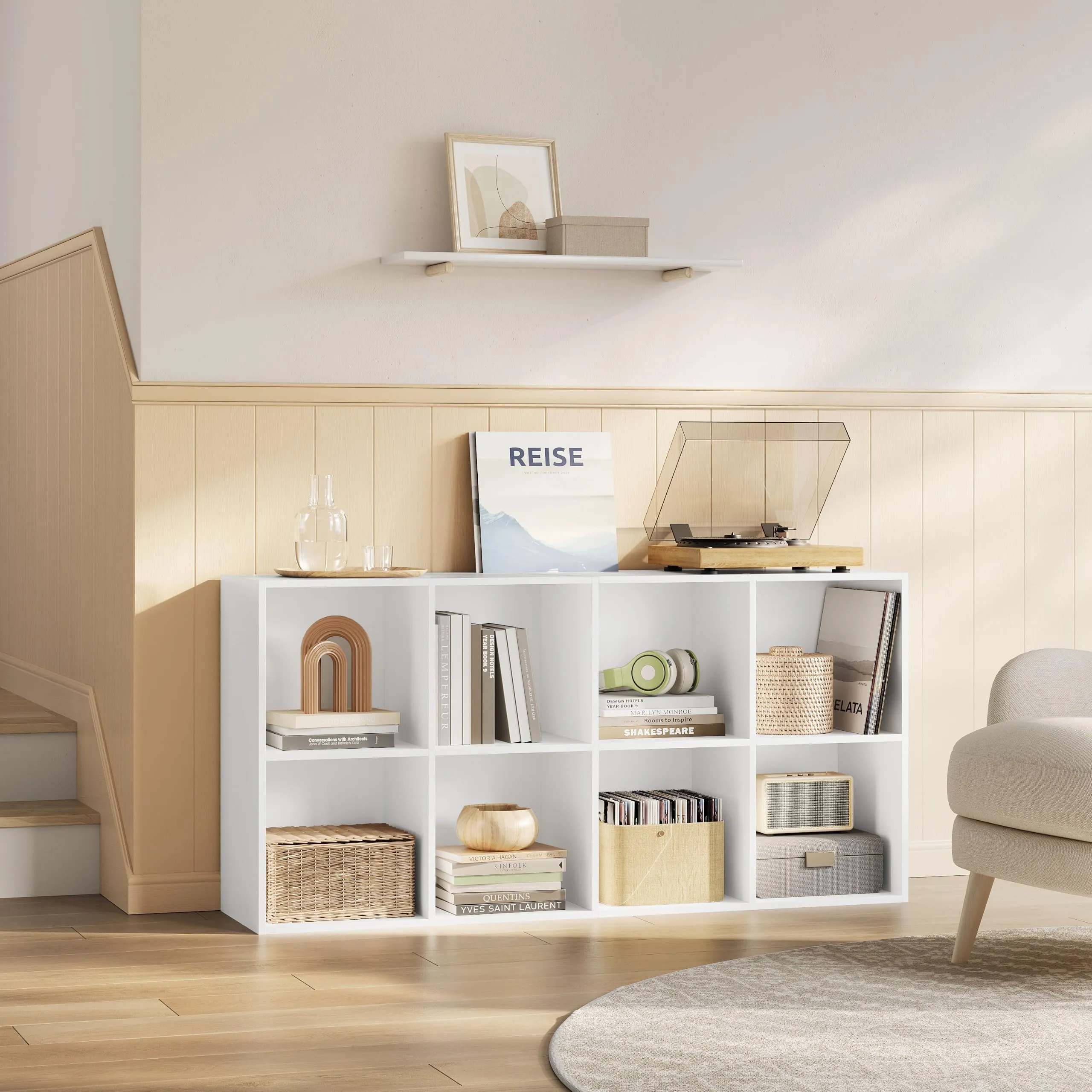WOLTU Libreria Scaffale con 8 Scomparti a Cubi, Bianco, 60x29,5x121 cm - immagine 4
