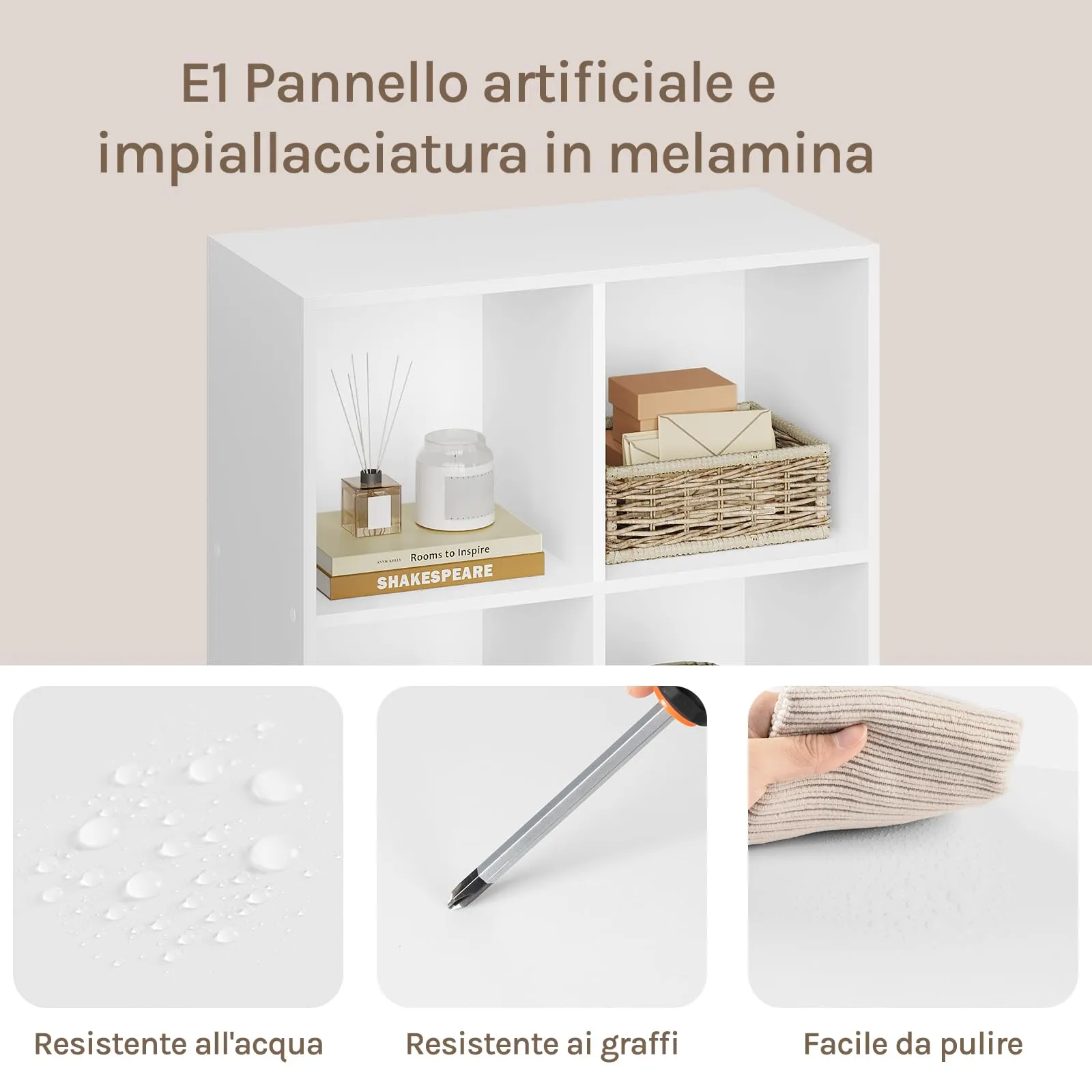 WOLTU Libreria Scaffale con 8 Scomparti a Cubi, Bianco, 60x29,5x121 cm - immagine 5