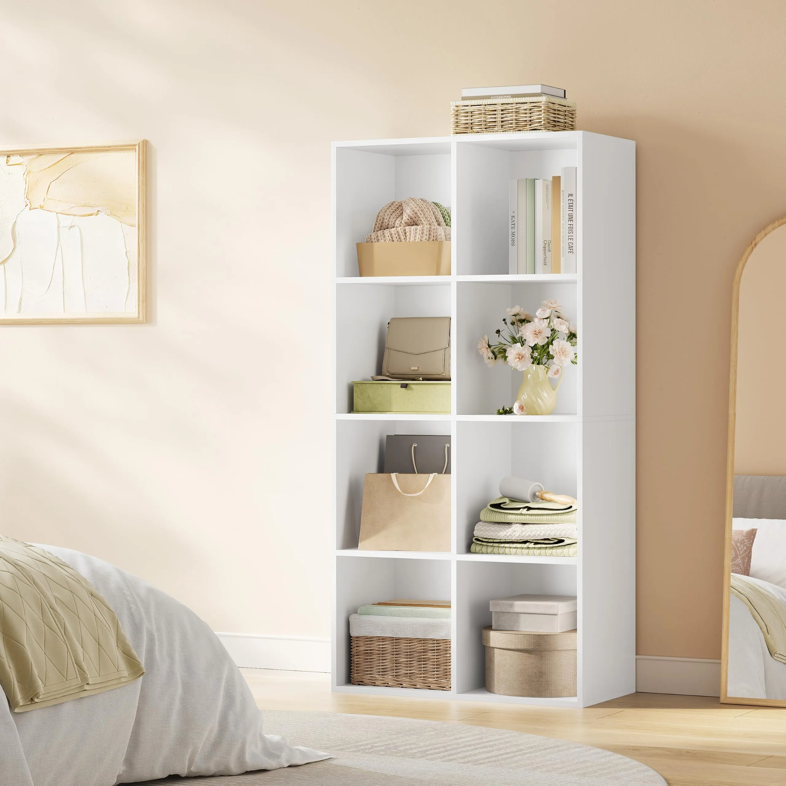 WOLTU Libreria Scaffale con 8 Scomparti a Cubi, Bianco, 60x29,5x121 cm - immagine 8