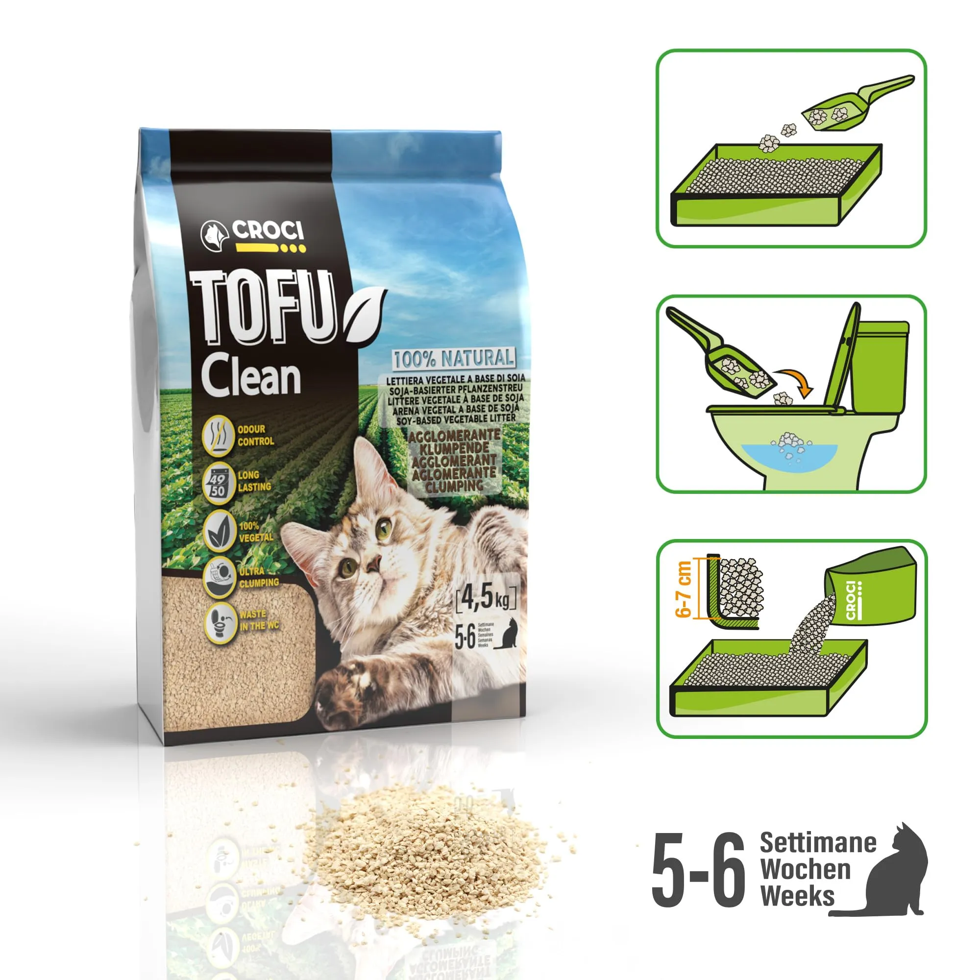 Croci Lettiera Tofu Clean 10L Sabbia - immagine 3