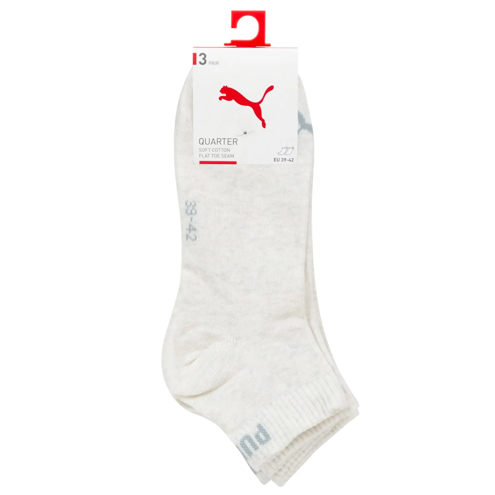 Puma Quarter Plain Socks 3-Pack, Unisex Adult, Oatmeal, 47-49 - immagine 5