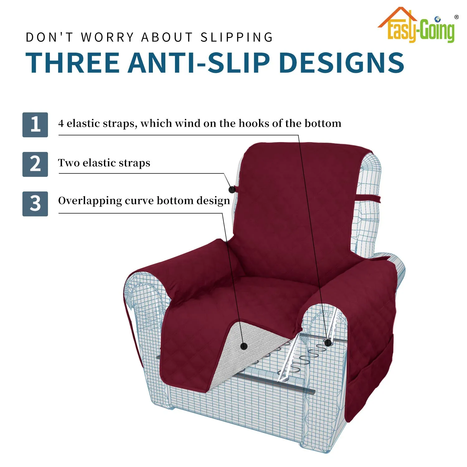 Easy-Going Copridivano Impermeabile Oversize per Poltrona Reclinabile, Tessuto Antiscivolo, Lavabile, Protezione per Animali Domestici - immagine 4