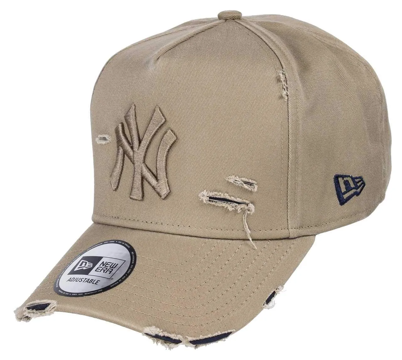 New Era New York Yankees 9Forty A-Frame Adjustable Cap - Distressed Beige/Navy - immagine 1
