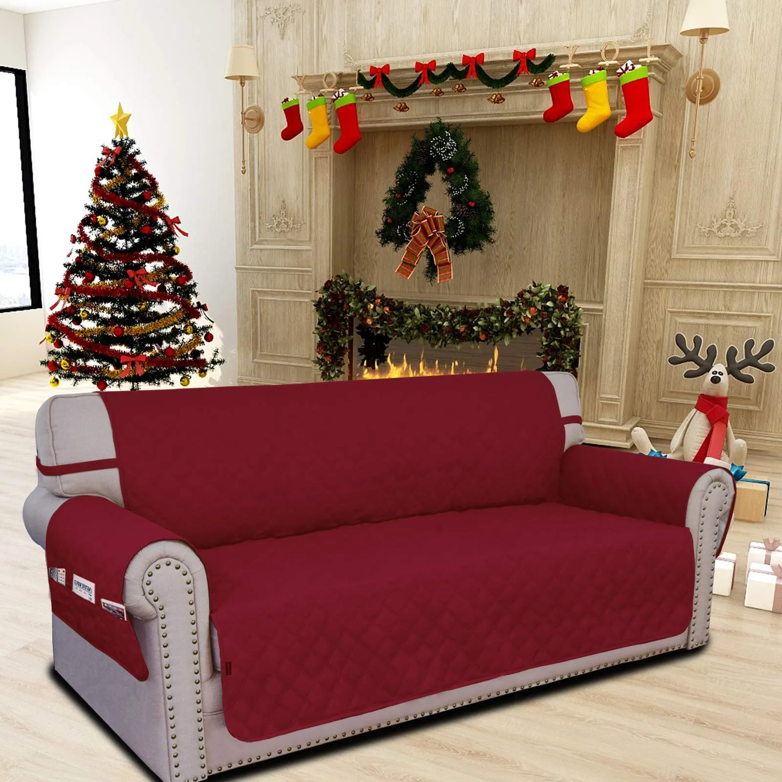 Easy-Going Copridivano Oversize Impermeabile Antiscivolo, Rosso Natalizio - immagine 2