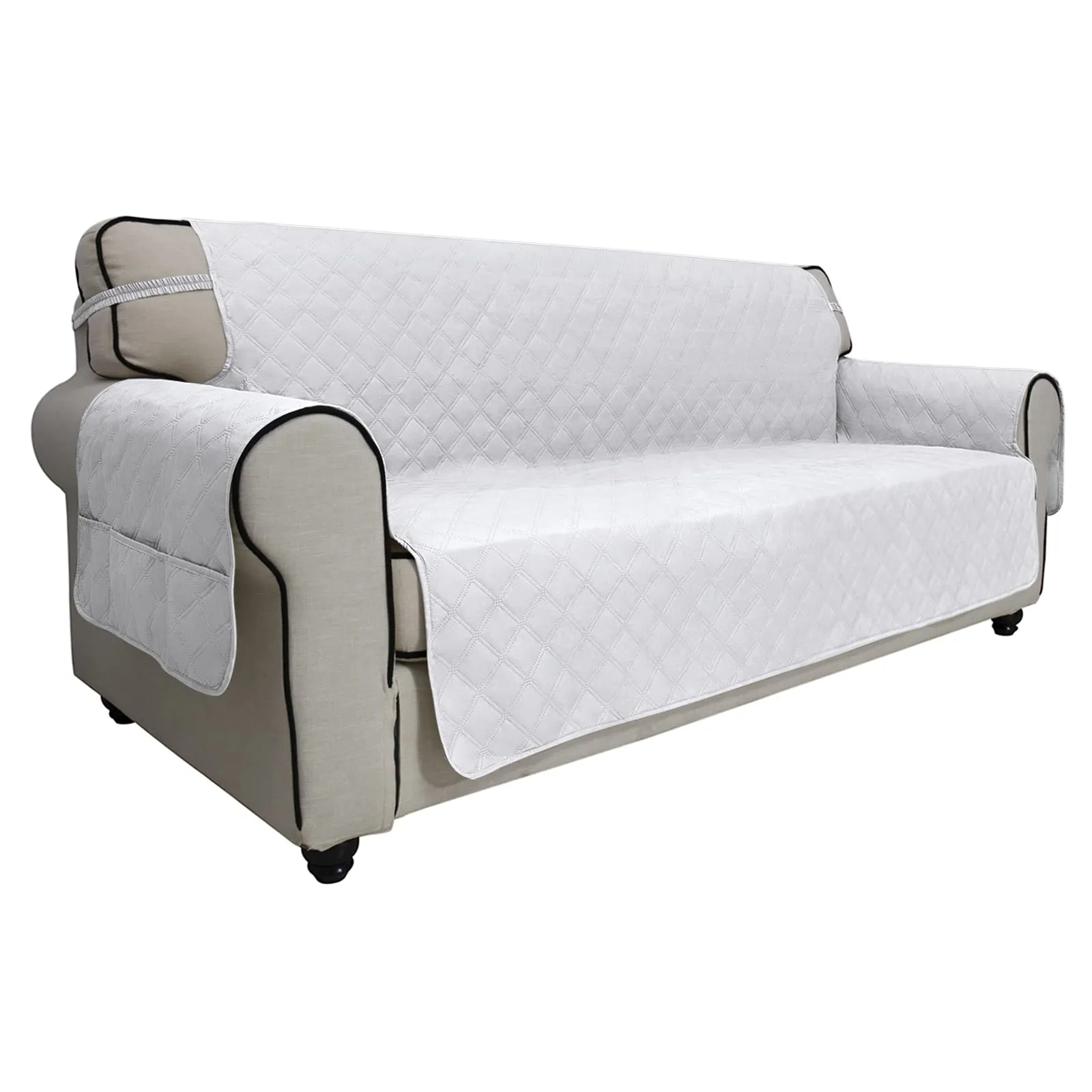 Easy-Going Copridivano Impermeabile e Antiscivolo per Divano a 3 Cuscini, Bianco - immagine 1