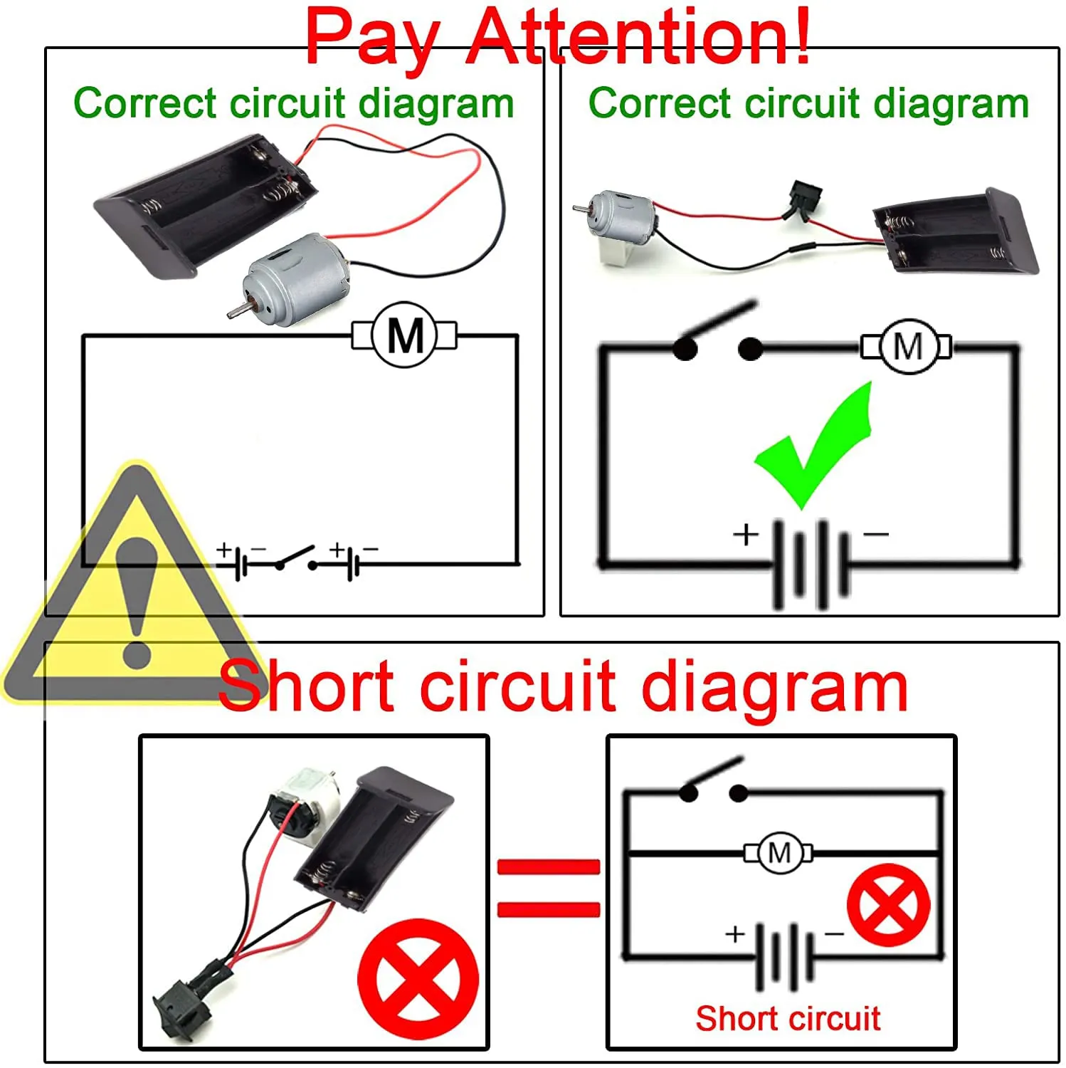 RUNCCI-YUN 8 Set Motori DC 1.5-3V 15000RPM con Custodie Batteria e Interruttori per Progetti Scientifici DIY - immagine 2