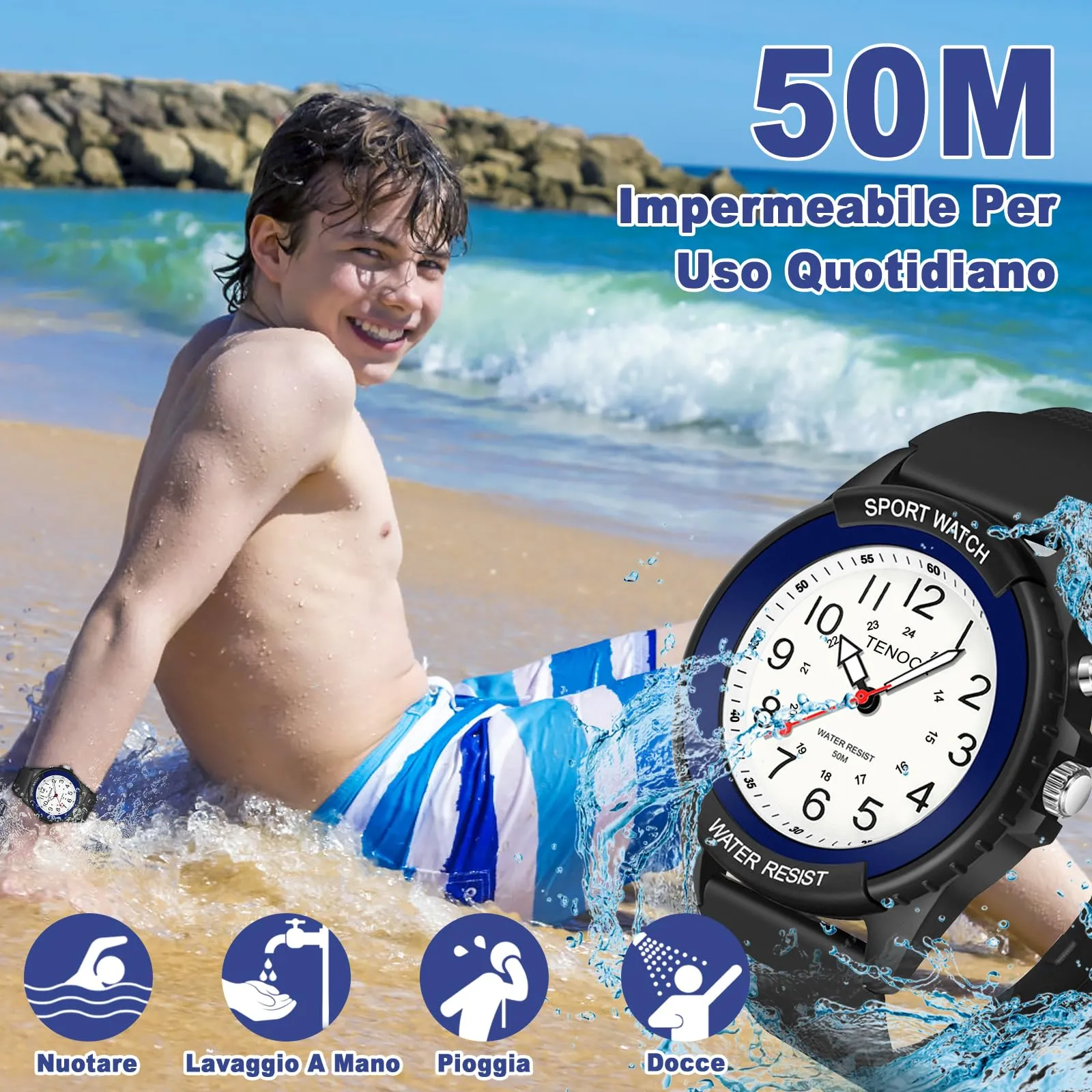 TENOCK Orologio da Polso Sportivo Donna Analogico al Quarzo 50M Impermeabile con Luce Notturna - immagine 2