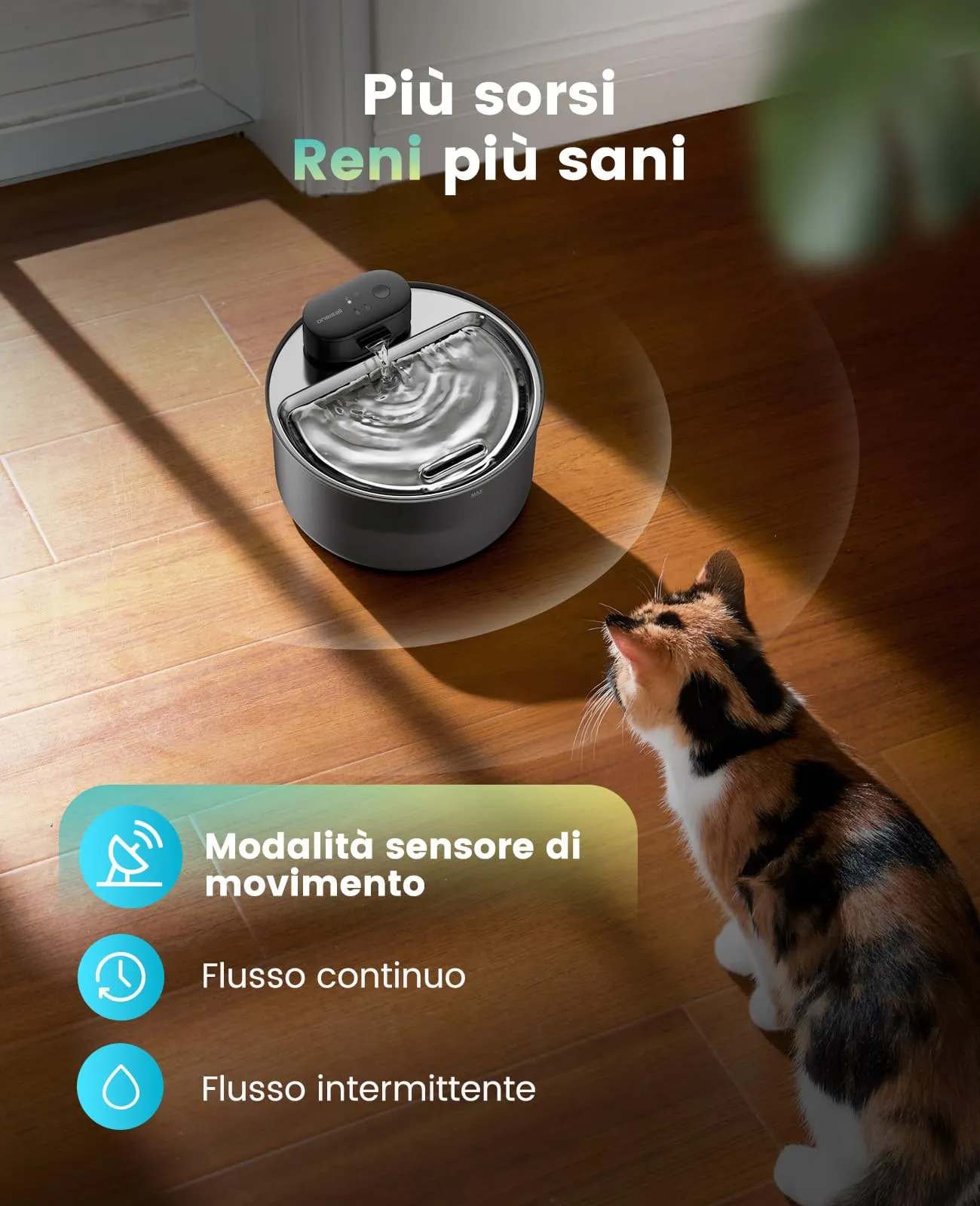 oneisall Fontana per gatti senza fili 3,2L con sensore PW14SAE - immagine 5