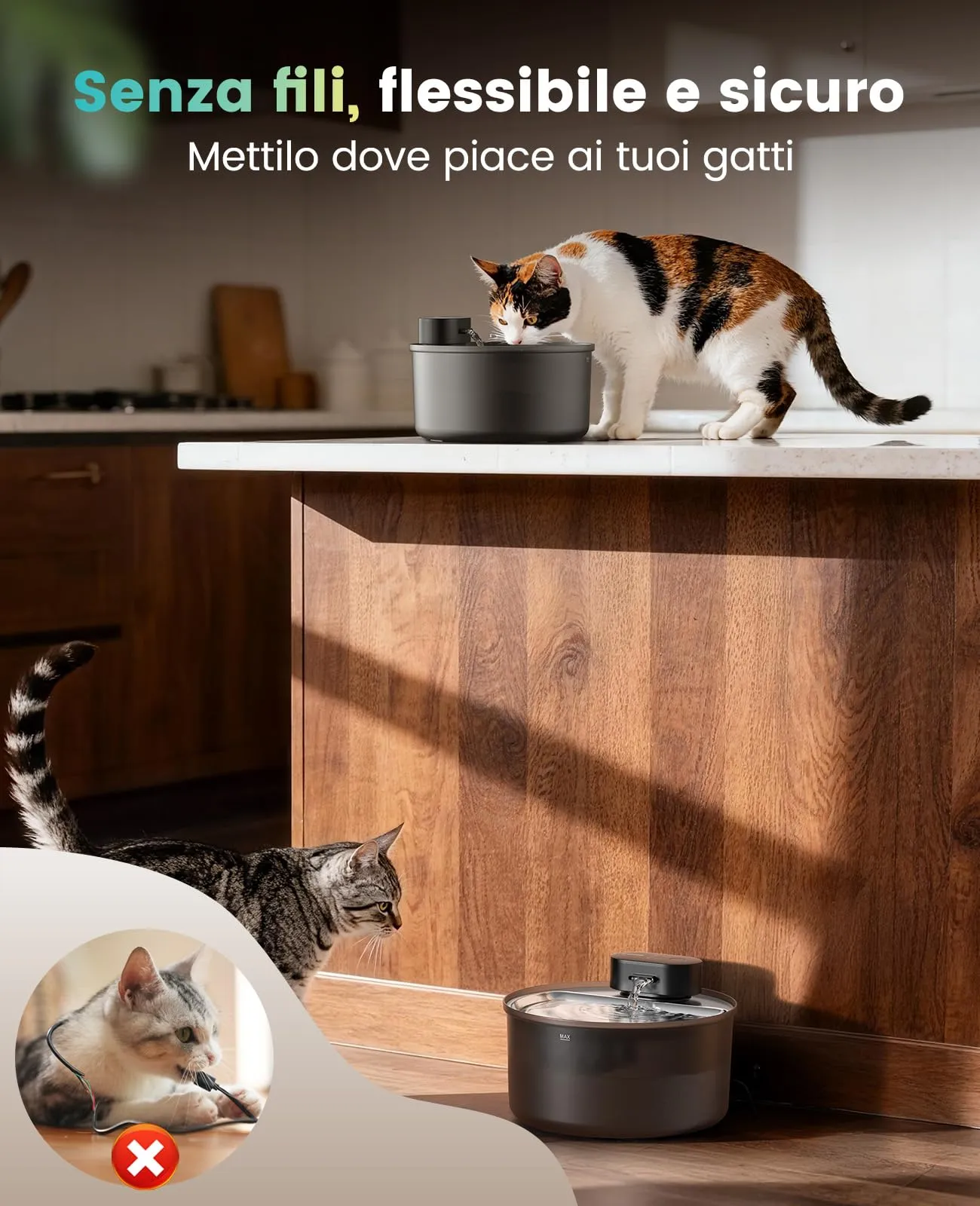 oneisall Fontana per gatti senza fili 3,2L con sensore PW14SAE - immagine 10