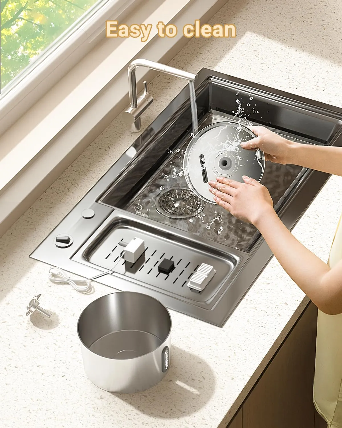BalimoPet Fontanella per Gatti in Acciaio Inox 2,2L con LED e Sistema di Filtraggio Quadruplo, BP02 - immagine 5