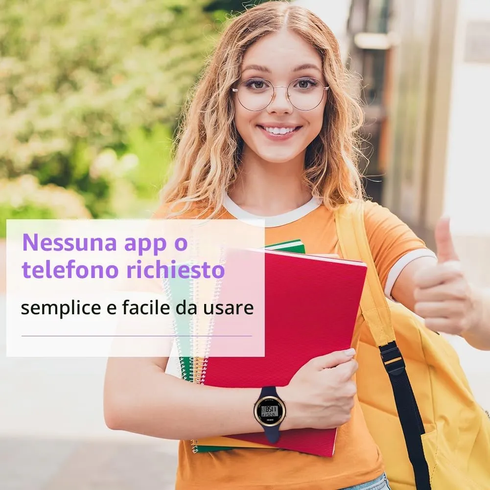 AOOSU Orologio Digitale da Donna con Sveglia, Cinturino in Silicone, Quadrante Luminoso e Data (Blu scuro) - immagine 6
