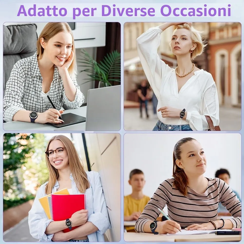 AOOSU Orologio Digitale da Donna con Sveglia, Cinturino in Silicone, Quadrante Luminoso e Data (Blu scuro) - immagine 7